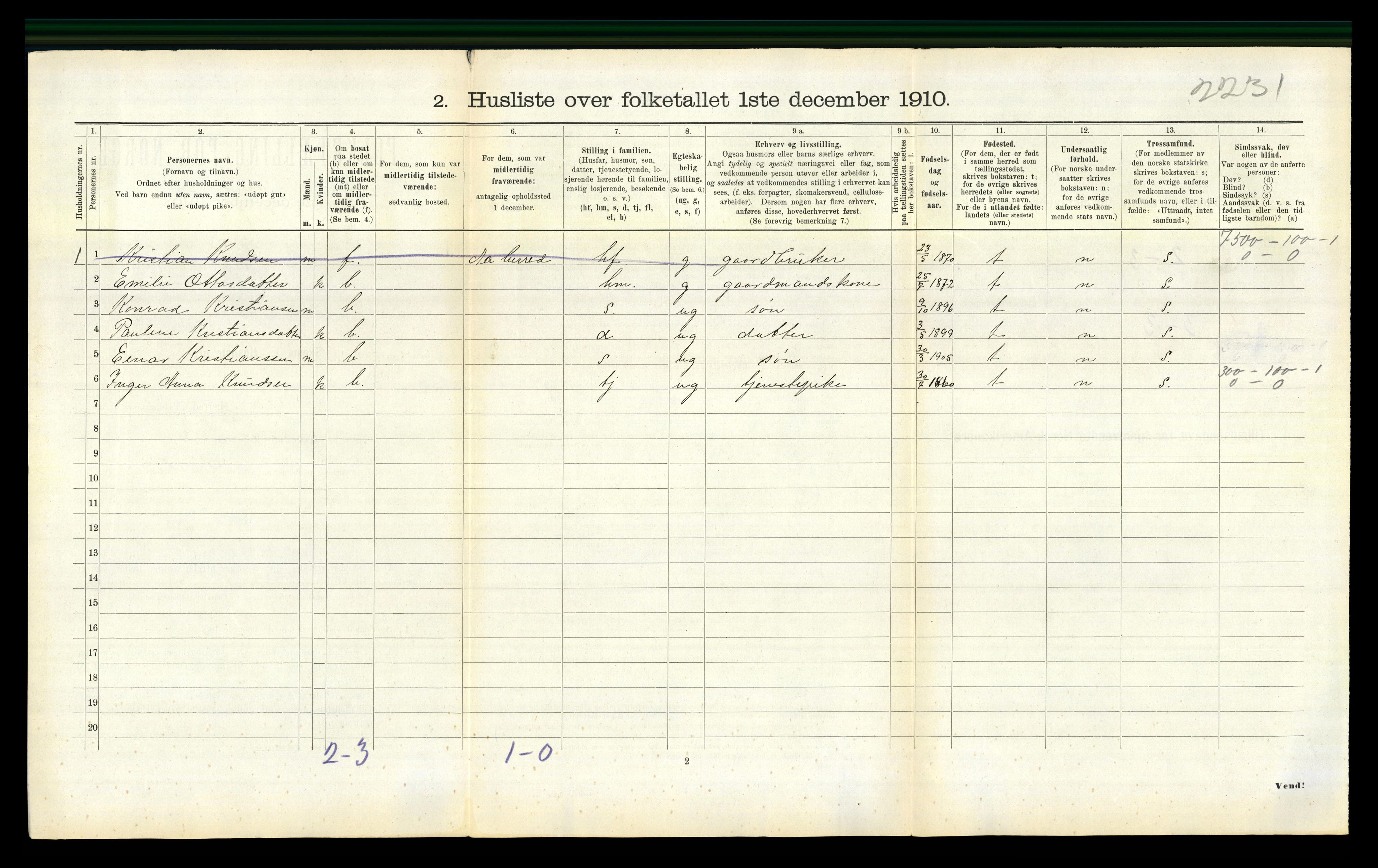 RA, 1910 census for Aa, 1910, p. 415