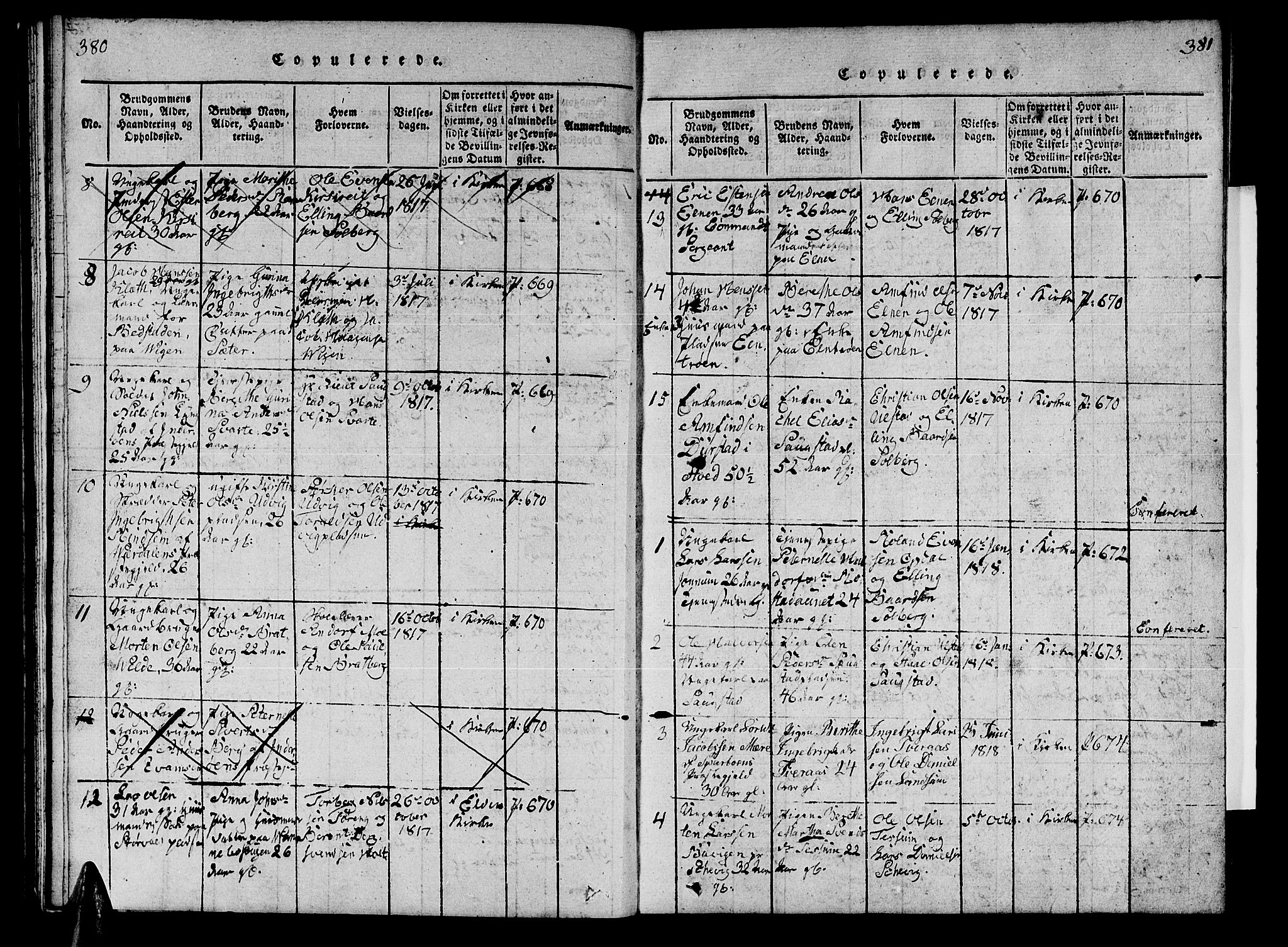 Ministerialprotokoller, klokkerbøker og fødselsregistre - Nord-Trøndelag, SAT/A-1458/741/L0400: Parish register (copy) no. 741C01, 1817-1825, p. 380-381