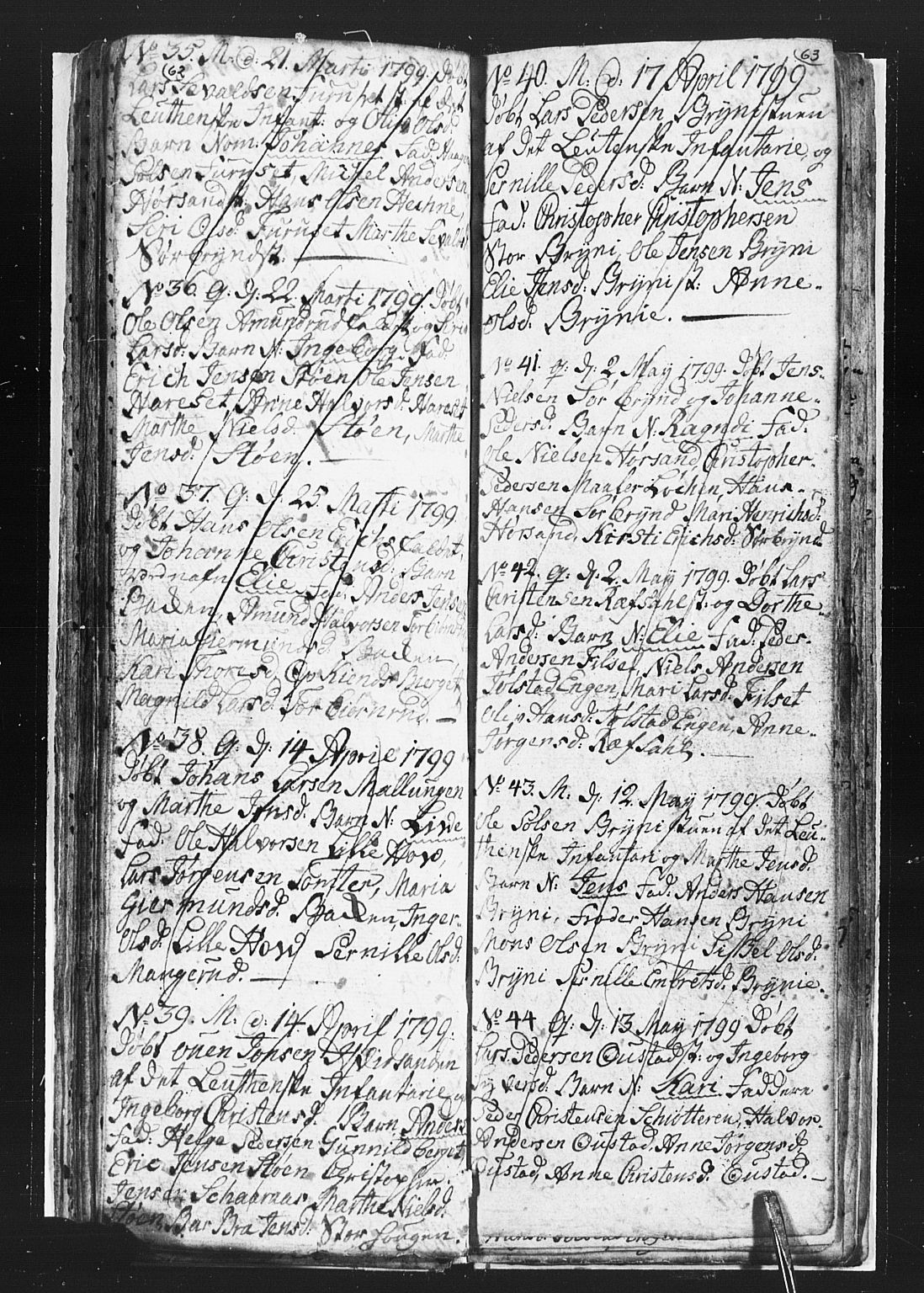 Romedal prestekontor, SAH/PREST-004/L/L0002: Parish register (copy) no. 2, 1795-1800, p. 62-63