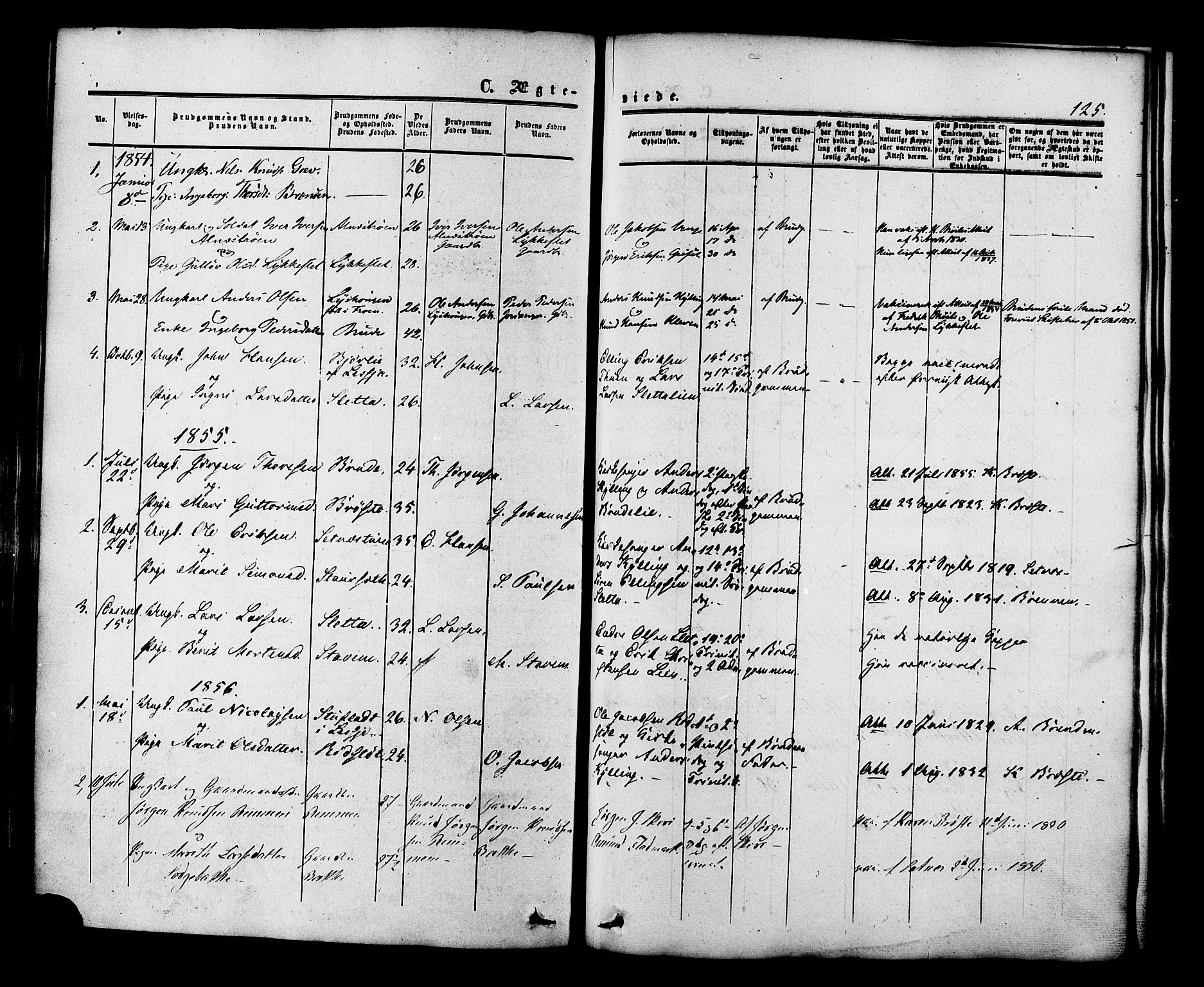 Ministerialprotokoller, klokkerbøker og fødselsregistre - Møre og Romsdal, SAT/A-1454/546/L0594: Parish register (official) no. 546A02, 1854-1882, p. 125