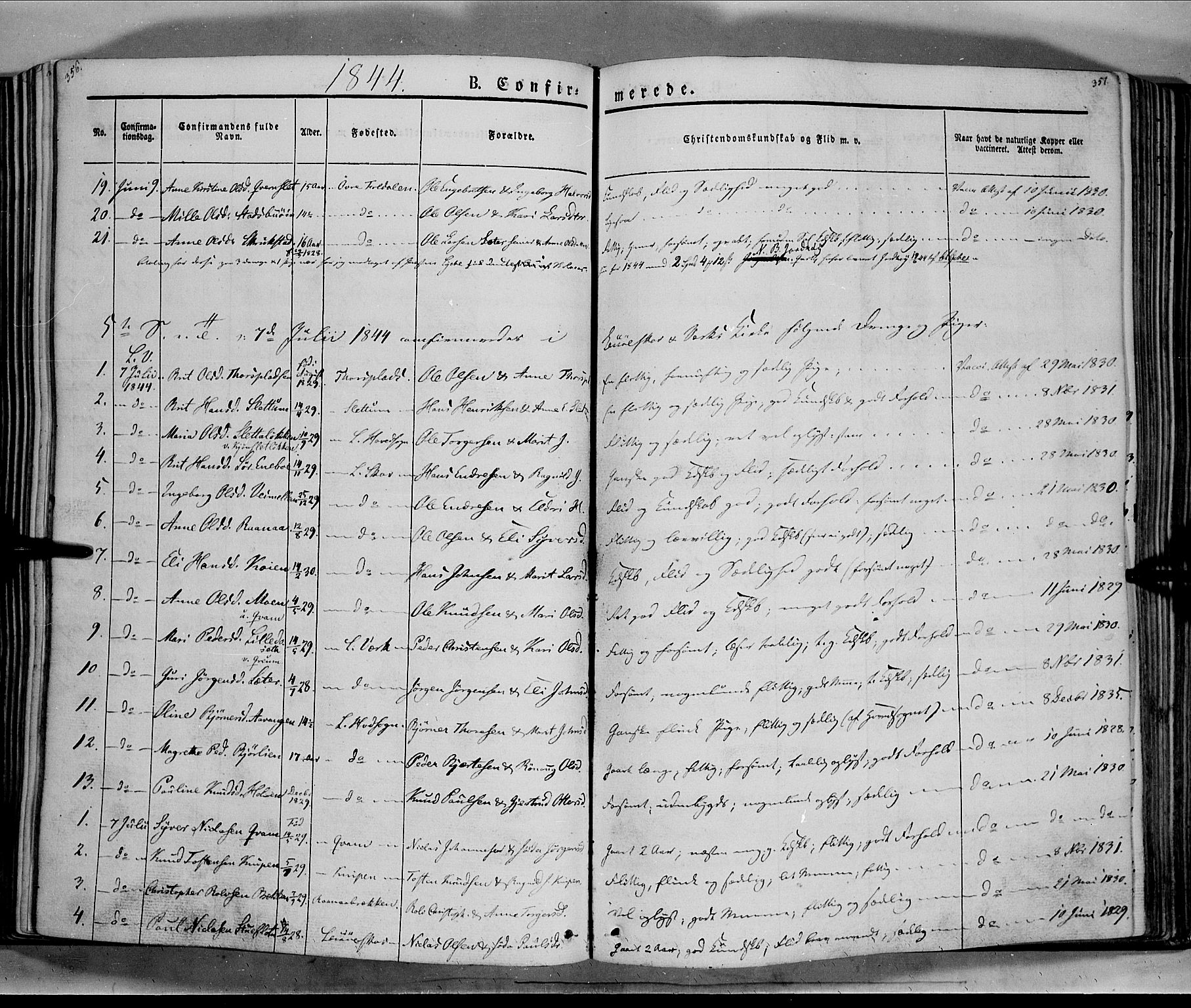 Lesja prestekontor, AV/SAH-PREST-068/H/Ha/Haa/L0006: Parish register (official) no. 6A, 1843-1854, p. 356-357