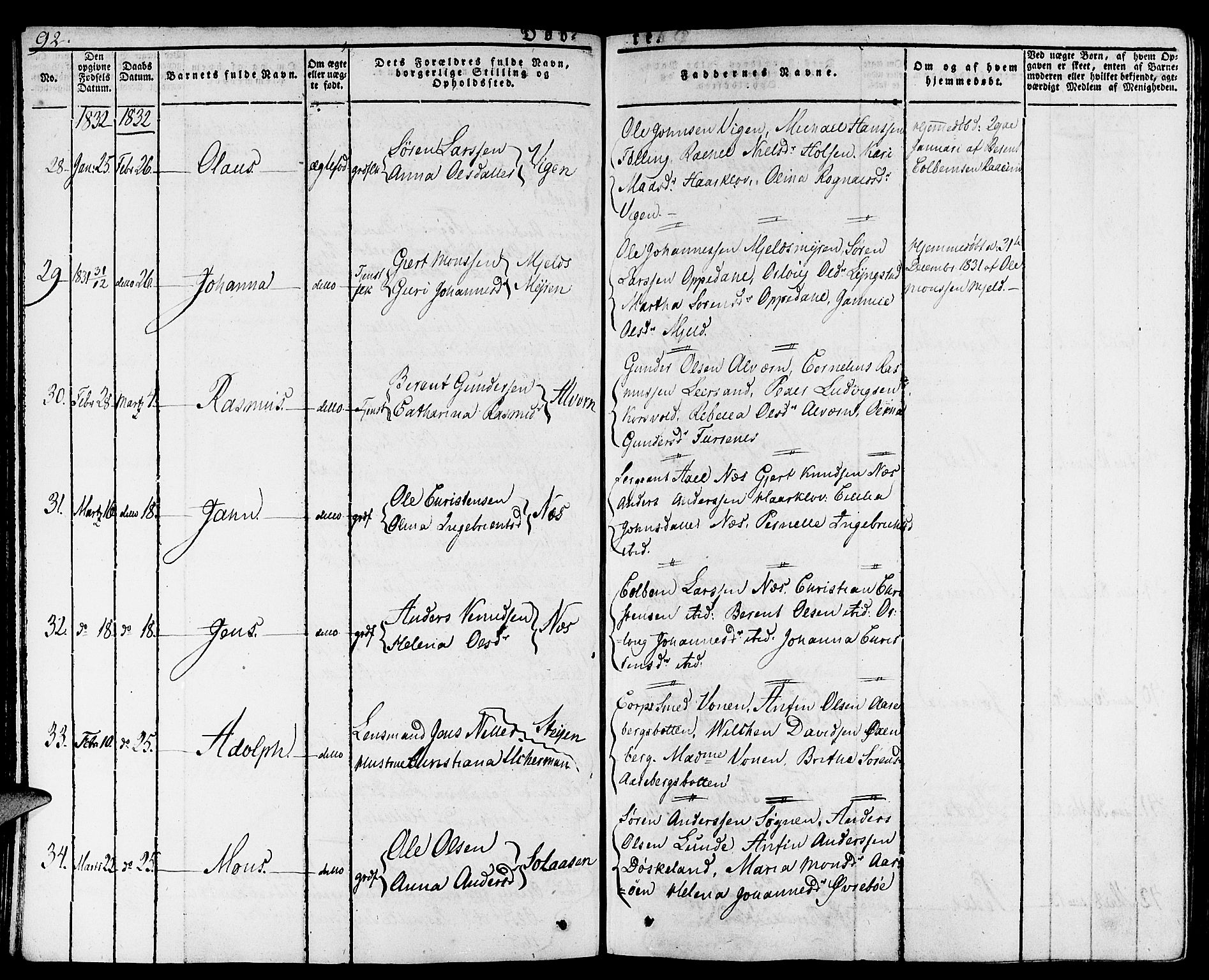 Gaular sokneprestembete, SAB/A-80001/H/Haa: Parish register (official) no. A 3, 1821-1840, p. 92