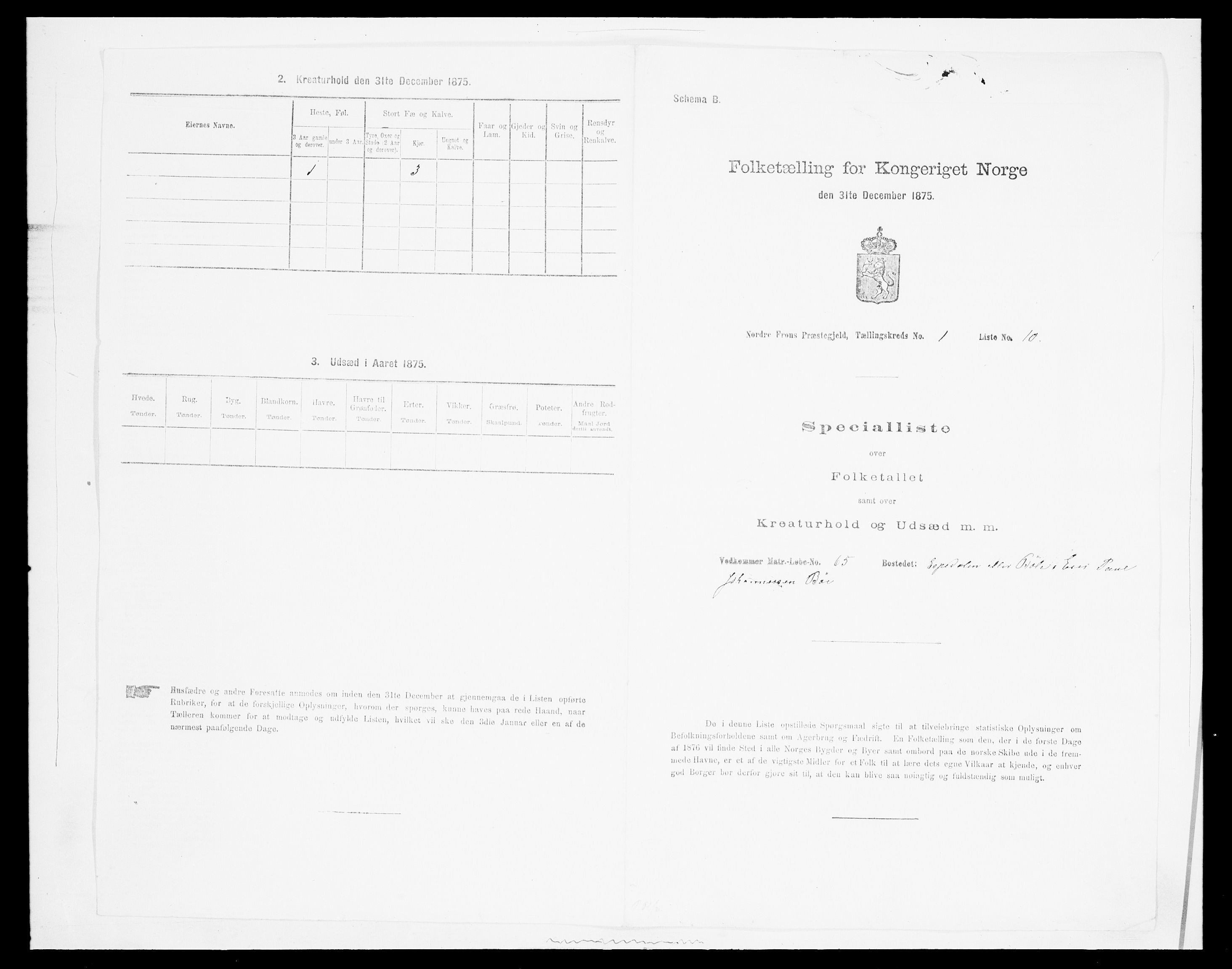 SAH, 1875 census for 0518P Nord-Fron, 1875, p. 129