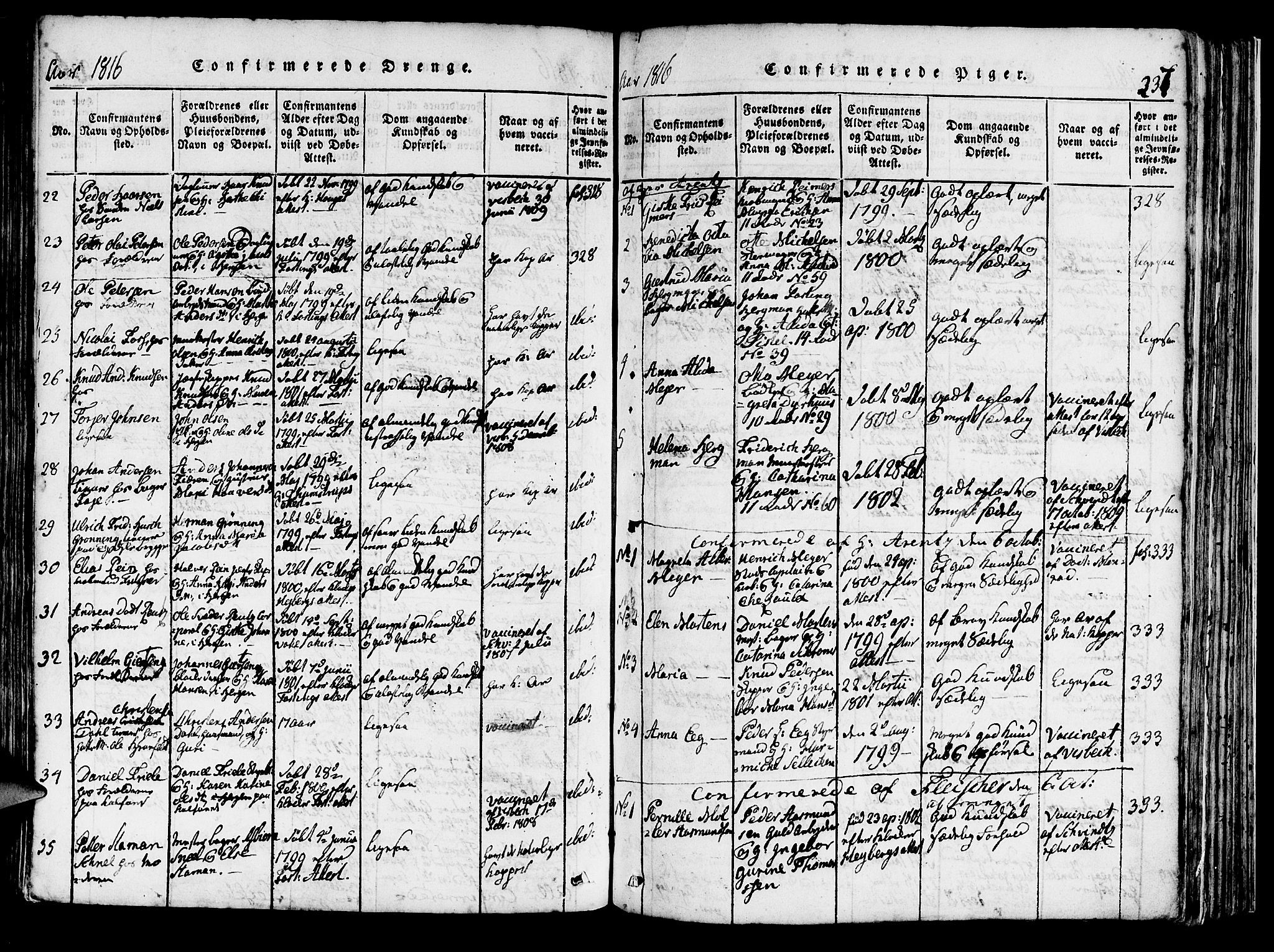 Domkirken sokneprestembete, AV/SAB-A-74801/H/Haa/L0010: Parish register (official) no. A 10, 1816-1821, p. 237