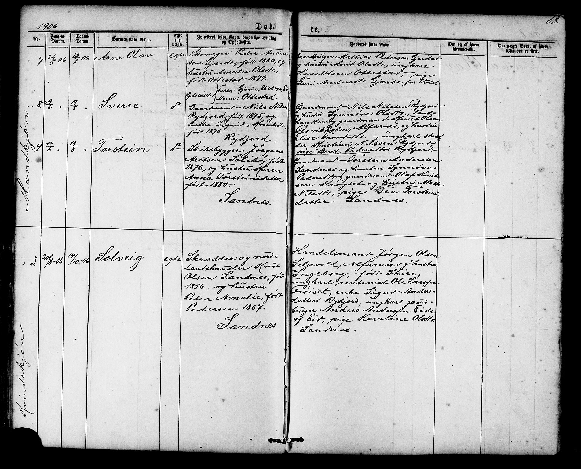 Ministerialprotokoller, klokkerbøker og fødselsregistre - Møre og Romsdal, AV/SAT-A-1454/548/L0614: Parish register (copy) no. 548C02, 1867-1917, p. 68