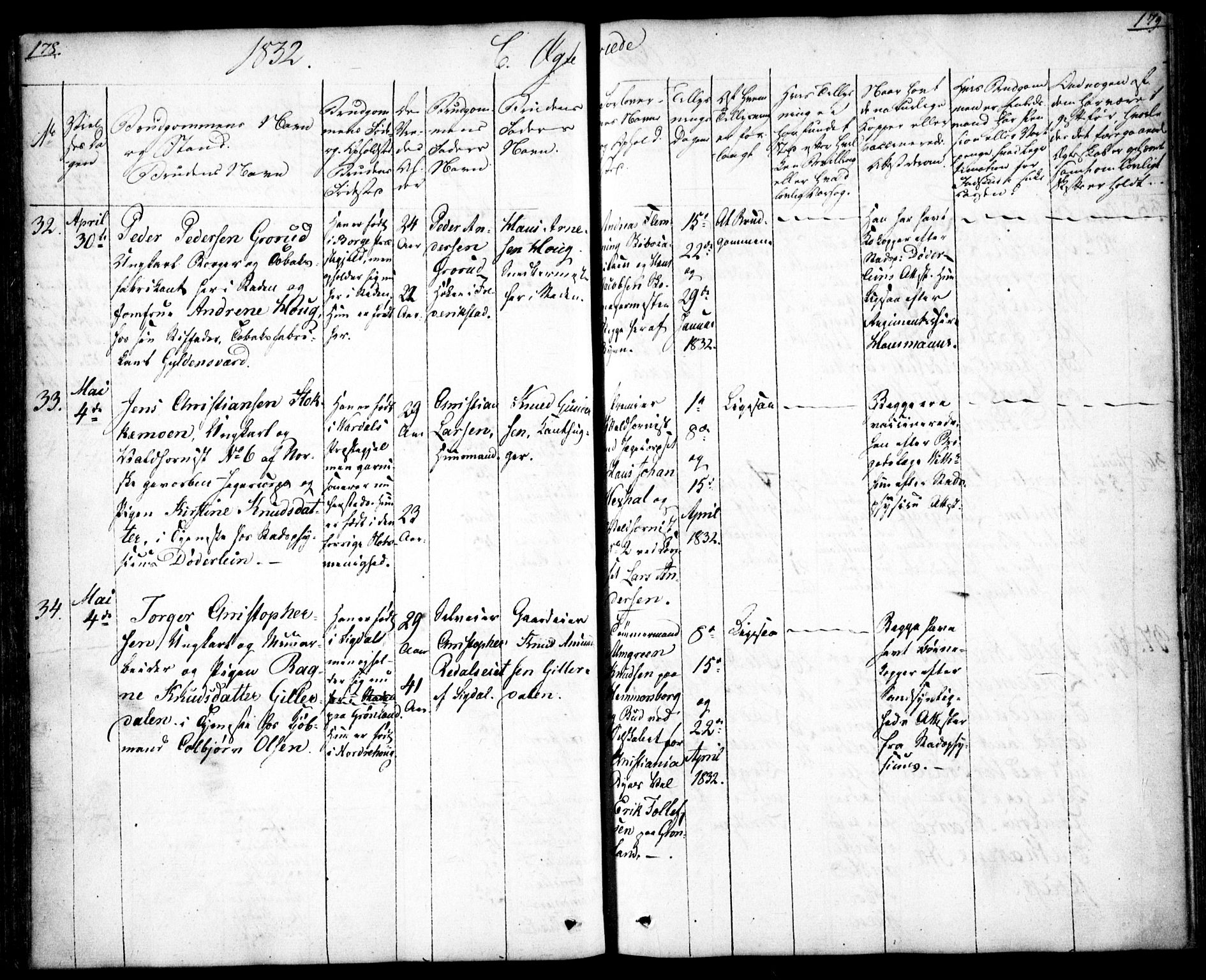 Oslo domkirke Kirkebøker, SAO/A-10752/F/Fa/L0019: Parish register (official) no. 19, 1828-1847, p. 178-179