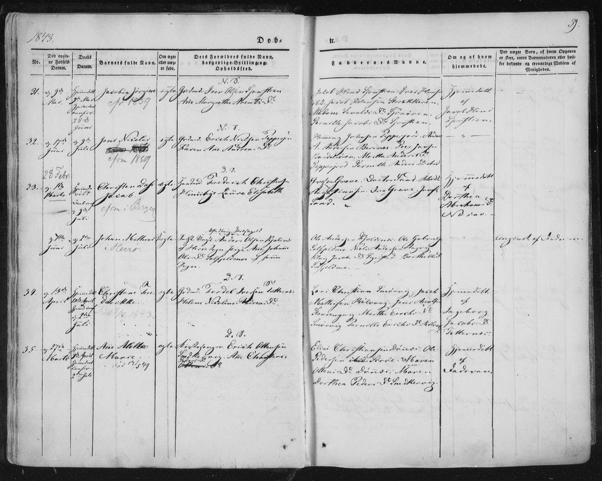 Ministerialprotokoller, klokkerbøker og fødselsregistre - Nordland, AV/SAT-A-1459/838/L0549: Parish register (official) no. 838A07, 1840-1854, p. 39