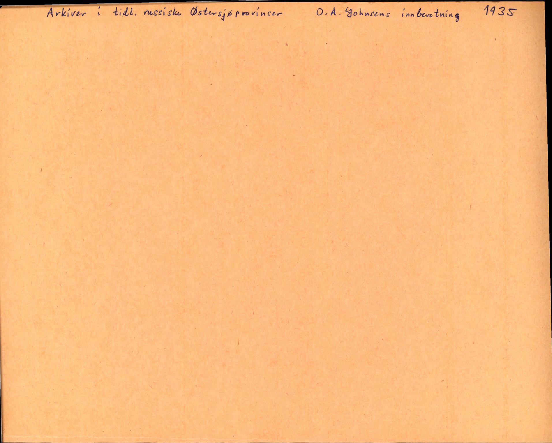 Den norske historiske forenings komite for arkivgranskning i Russland, AV/RA-PA-0409/F/L0002/0002: -- / Innberetning fra O.A. Johnsen om arkiver i tidligere russiske Østersjøprovinser, 1935, p. 1