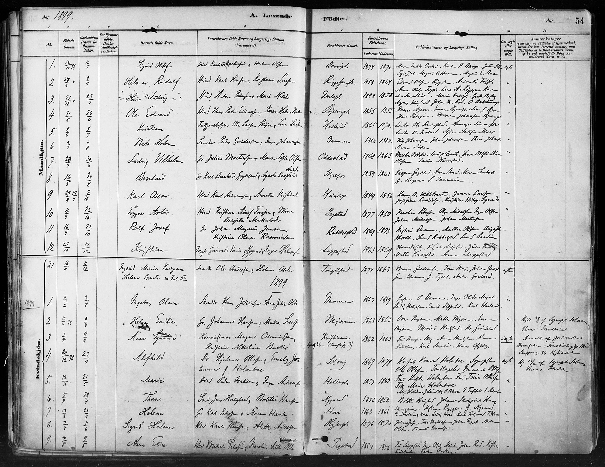 Hobøl prestekontor Kirkebøker, AV/SAO-A-2002/F/Fa/L0005: Parish register (official) no. I 5, 1878-1904, p. 54