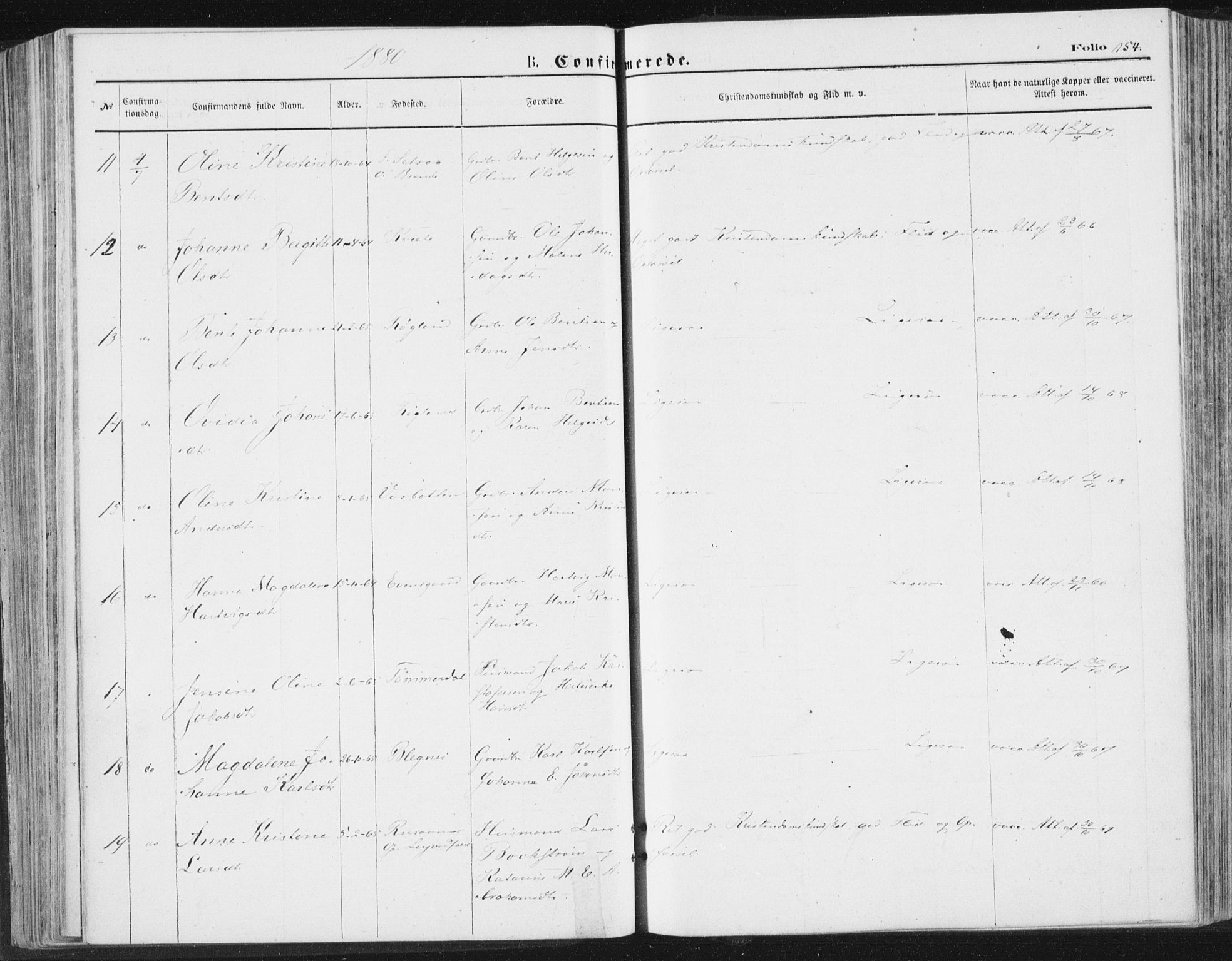 Ministerialprotokoller, klokkerbøker og fødselsregistre - Nordland, AV/SAT-A-1459/847/L0668: Parish register (official) no. 847A08, 1872-1886, p. 154