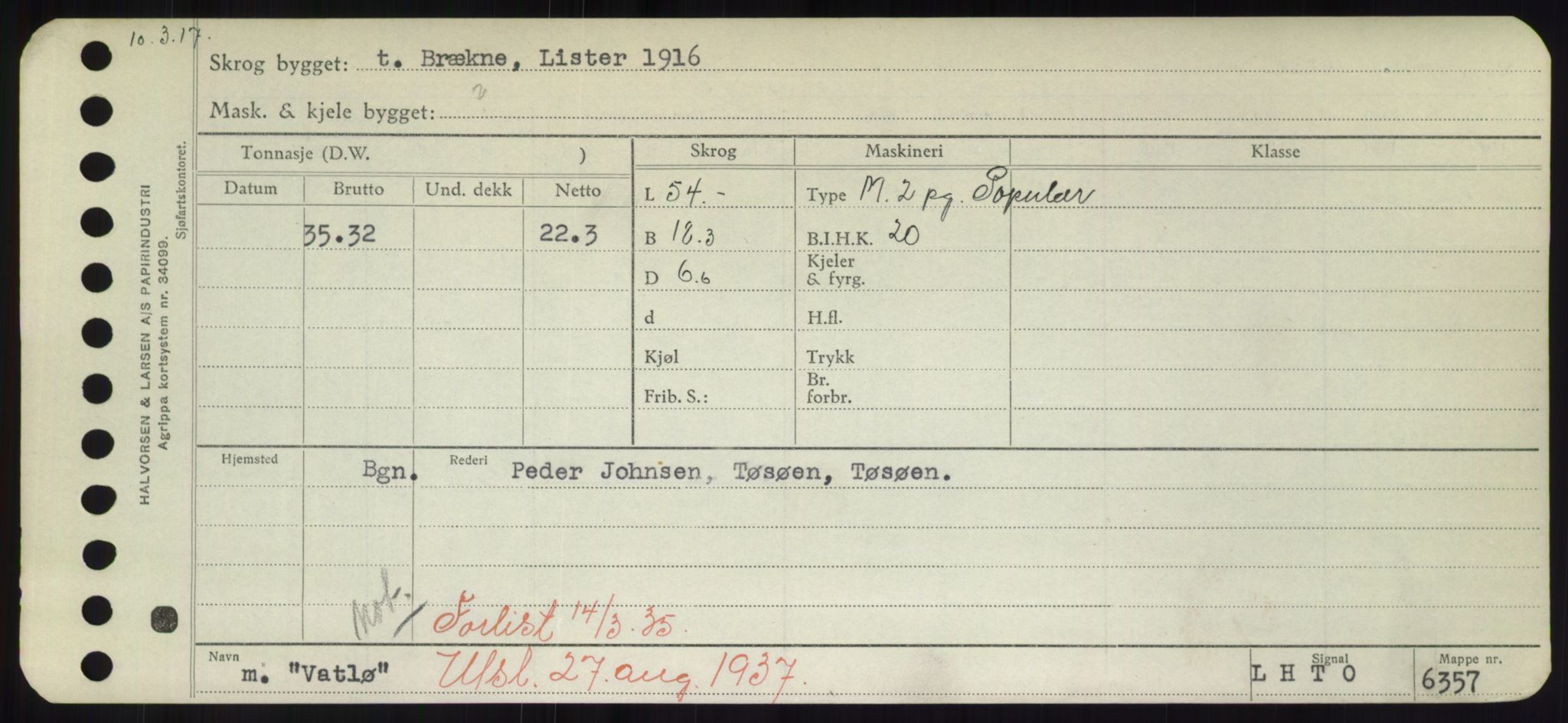 Sjøfartsdirektoratet med forløpere, Skipsmålingen, AV/RA-S-1627/H/Hd/L0040: Fartøy, U-Ve, p. 413