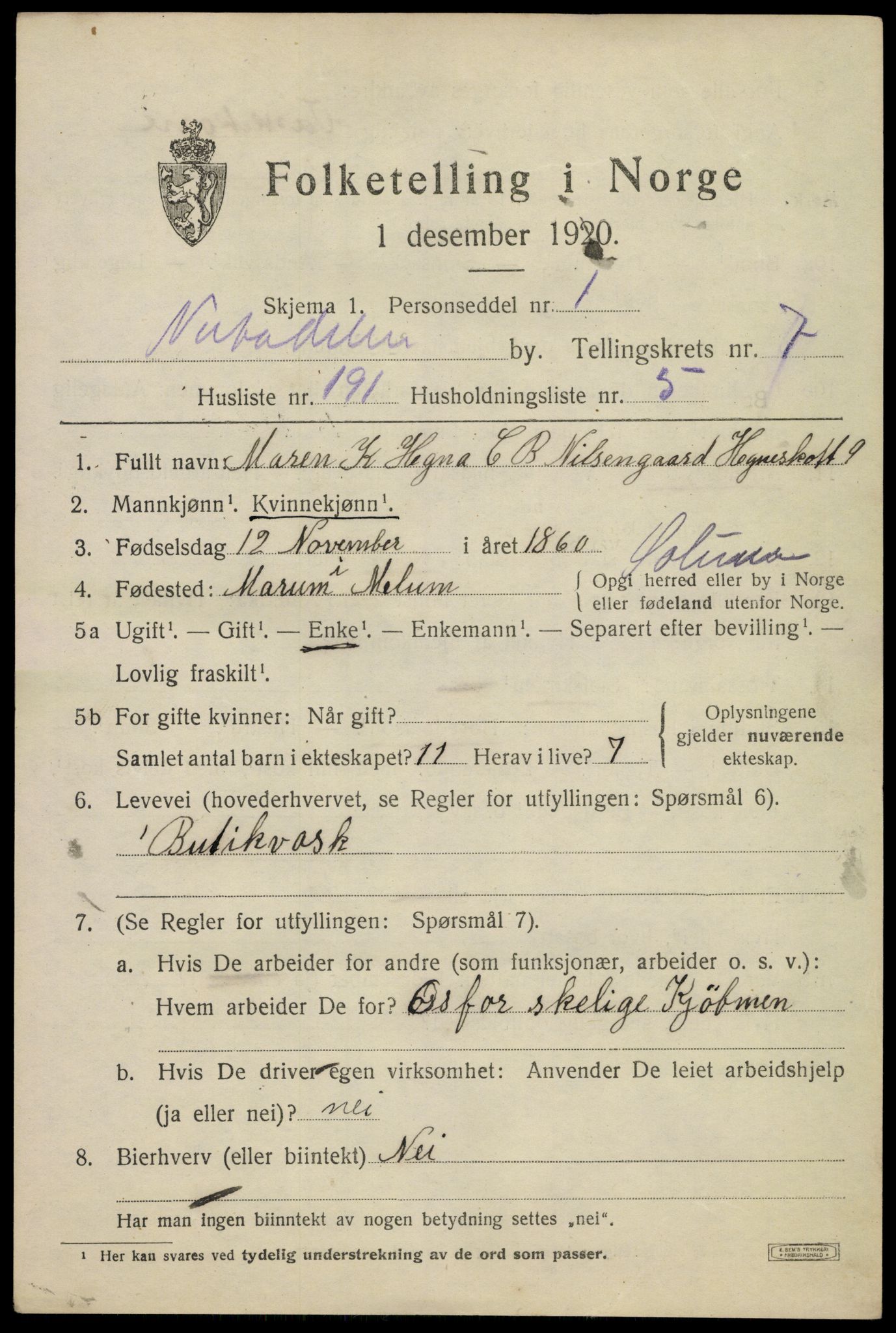 SAKO, 1920 census for Notodden, 1920, p. 17474
