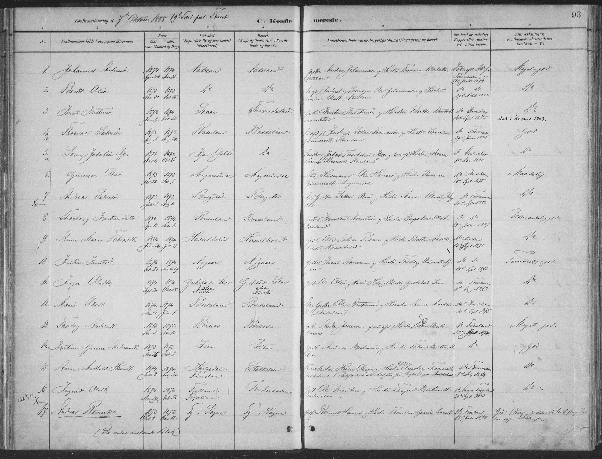 Søgne sokneprestkontor, SAK/1111-0037/F/Fa/Faa/L0003: Parish register (official) no. A 3, 1883-1910, p. 93