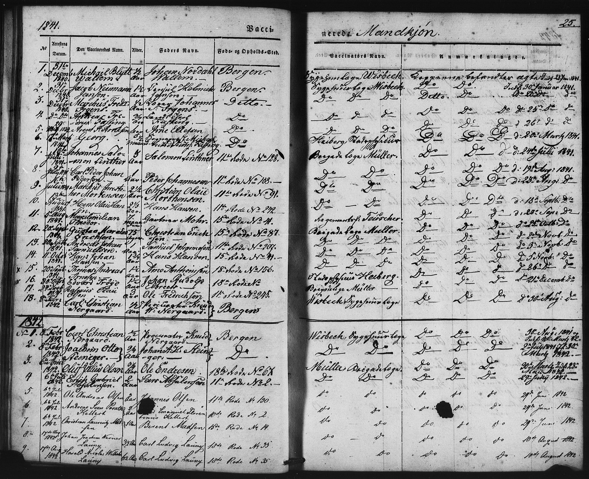 Domkirken sokneprestembete, SAB/A-74801/H/Haa/L0046: Parish register (official) no. F 1, 1841-1852, p. 25