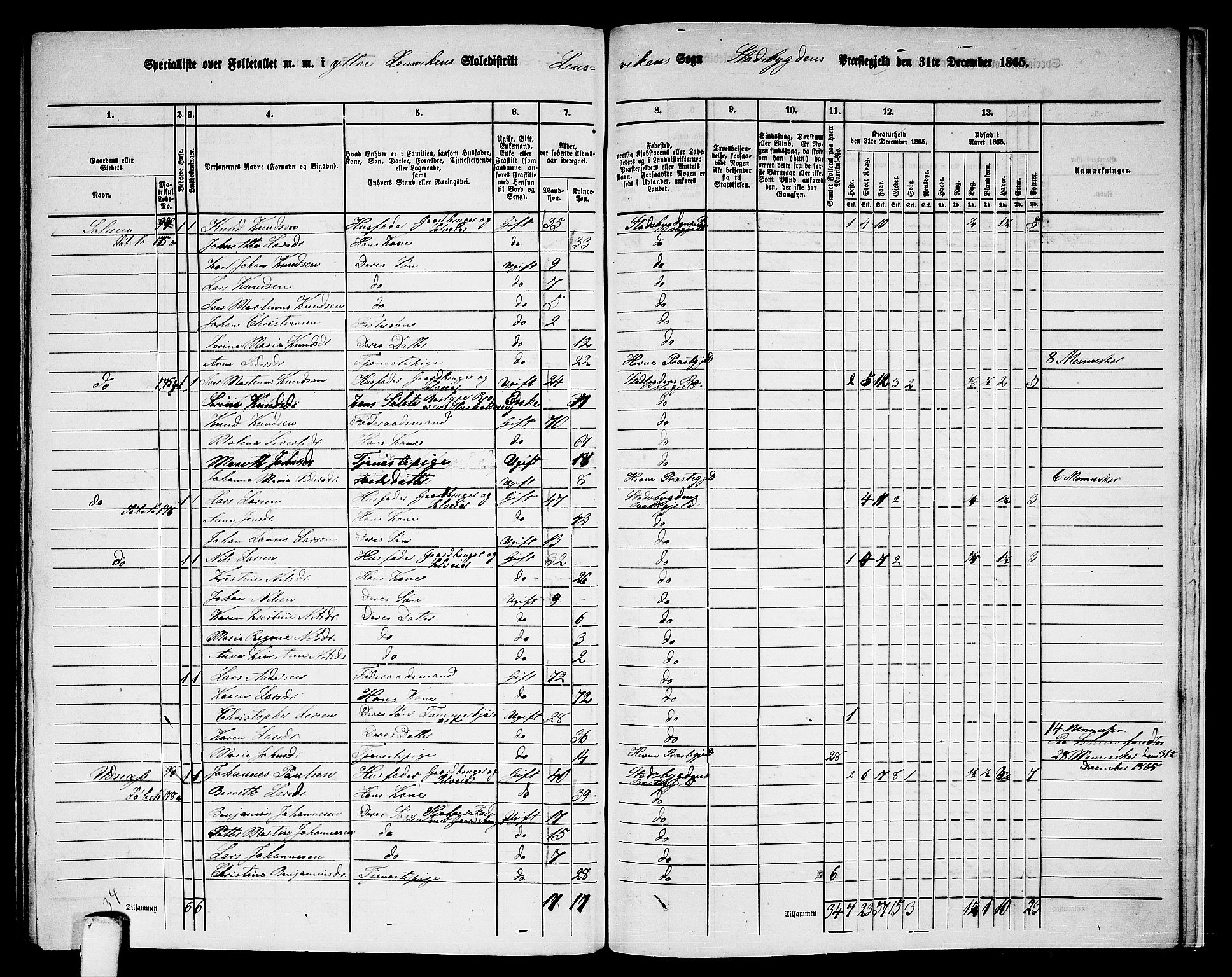 RA, 1865 census for Stadsbygd, 1865, p. 214
