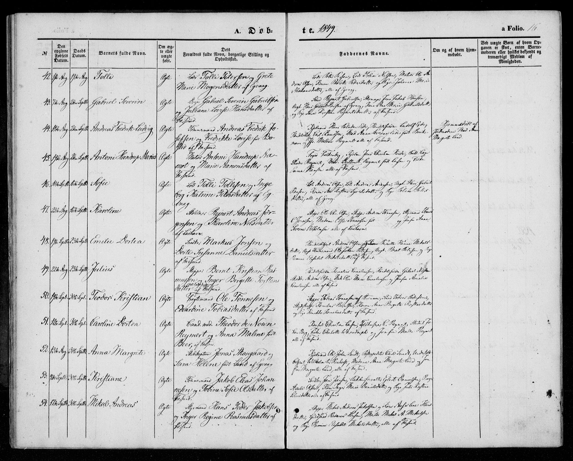 Farsund sokneprestkontor, AV/SAK-1111-0009/F/Fa/L0004: Parish register (official) no. A 4, 1847-1863, p. 16