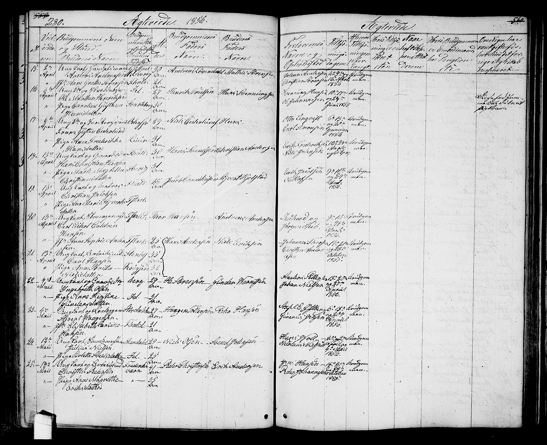 Halden prestekontor Kirkebøker, SAO/A-10909/G/Ga/L0005a: Parish register (copy) no. 5A, 1855-1864, p. 280