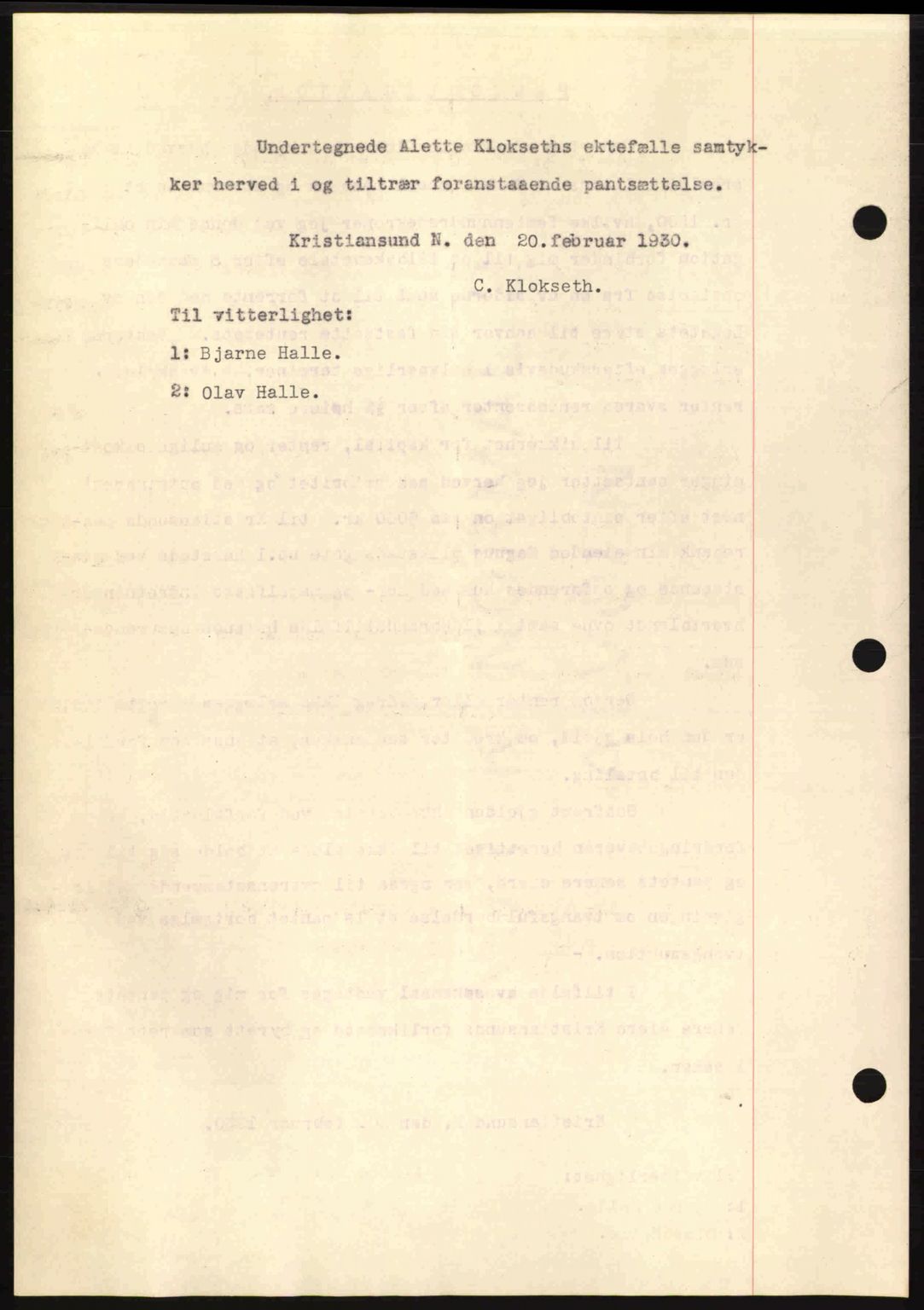 Kristiansund byfogd, AV/SAT-A-4587/A/27: Mortgage book no. 23, 1929-1930, Deed date: 28.02.1930