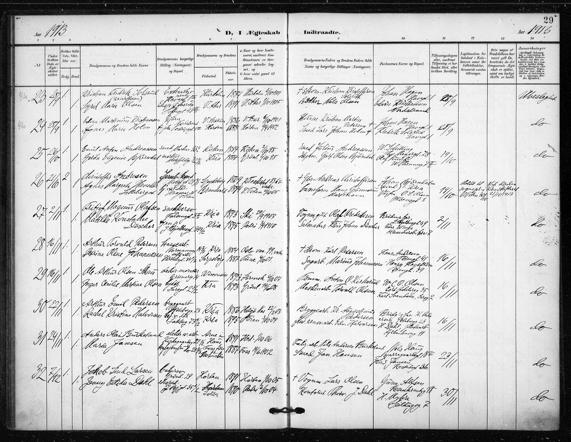 Tøyen prestekontor Kirkebøker, AV/SAO-A-10167a/F/Fa/L0002: Parish register (official) no. I 2, 1907-1916, p. 29