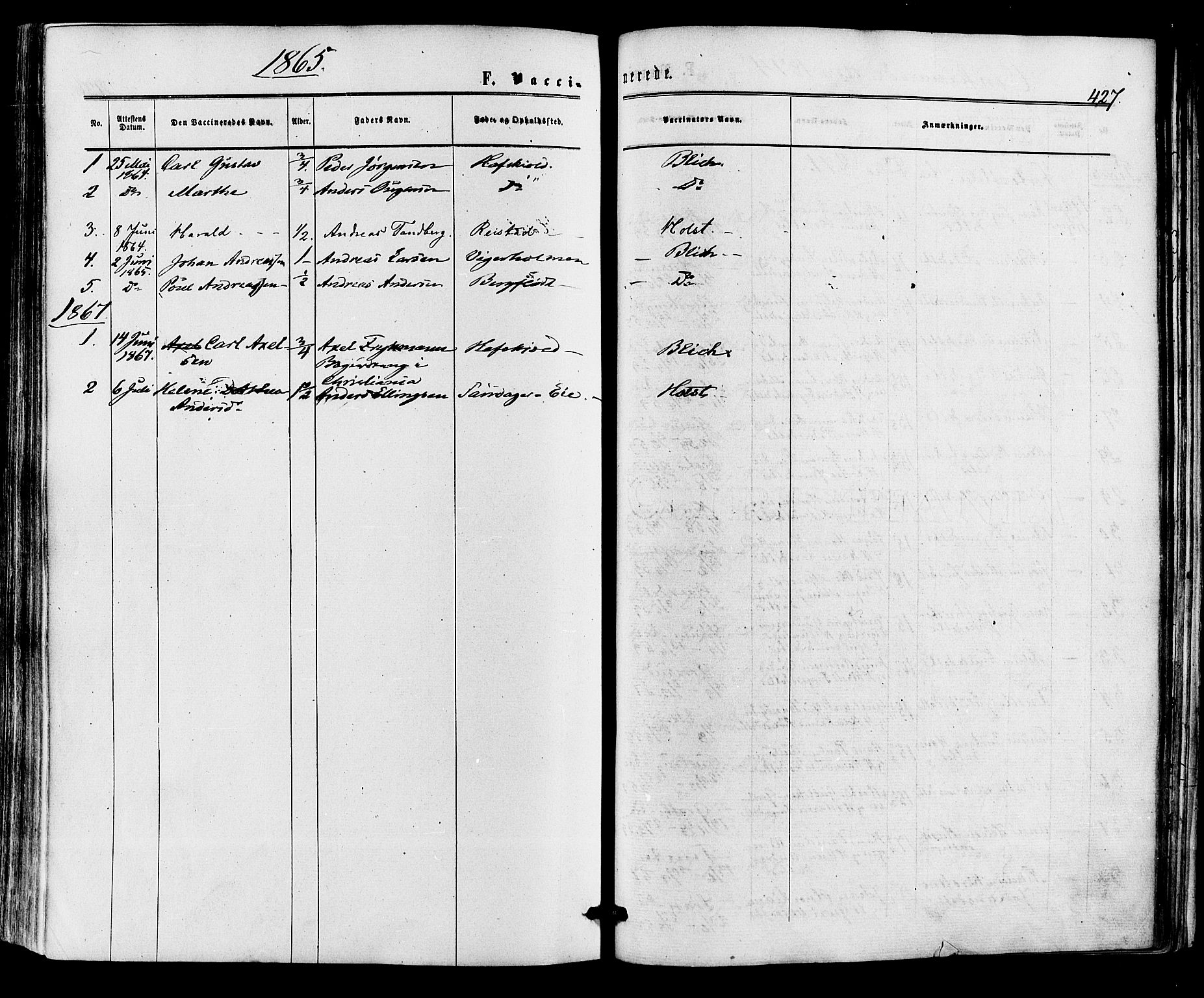 Lier kirkebøker, AV/SAKO-A-230/F/Fa/L0013: Parish register (official) no. I 13, 1865-1874, p. 427