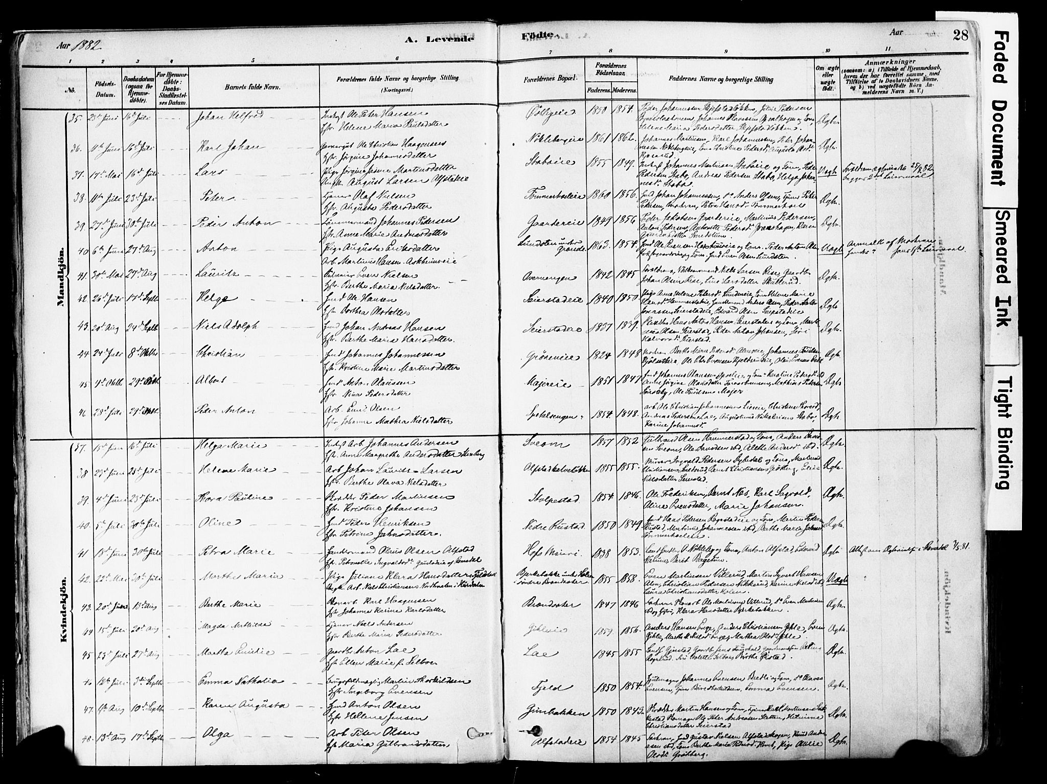 Østre Toten prestekontor, AV/SAH-PREST-104/H/Ha/Haa/L0006: Parish register (official) no. 6 /1, 1878-1896, p. 28