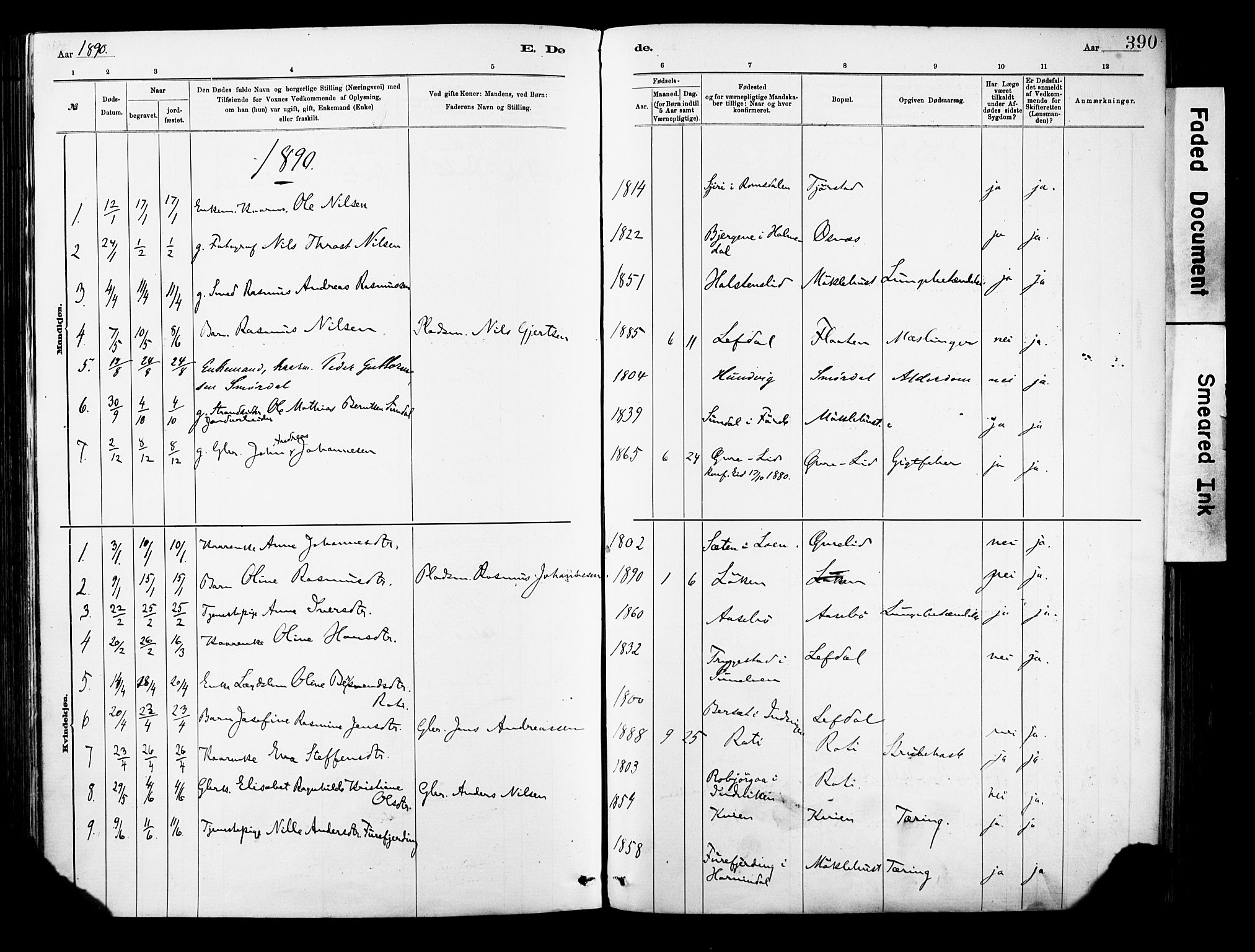 Eid sokneprestembete, SAB/A-82301/H/Haa/Haab/L0001: Parish register (official) no. B 1, 1879-1906, p. 390