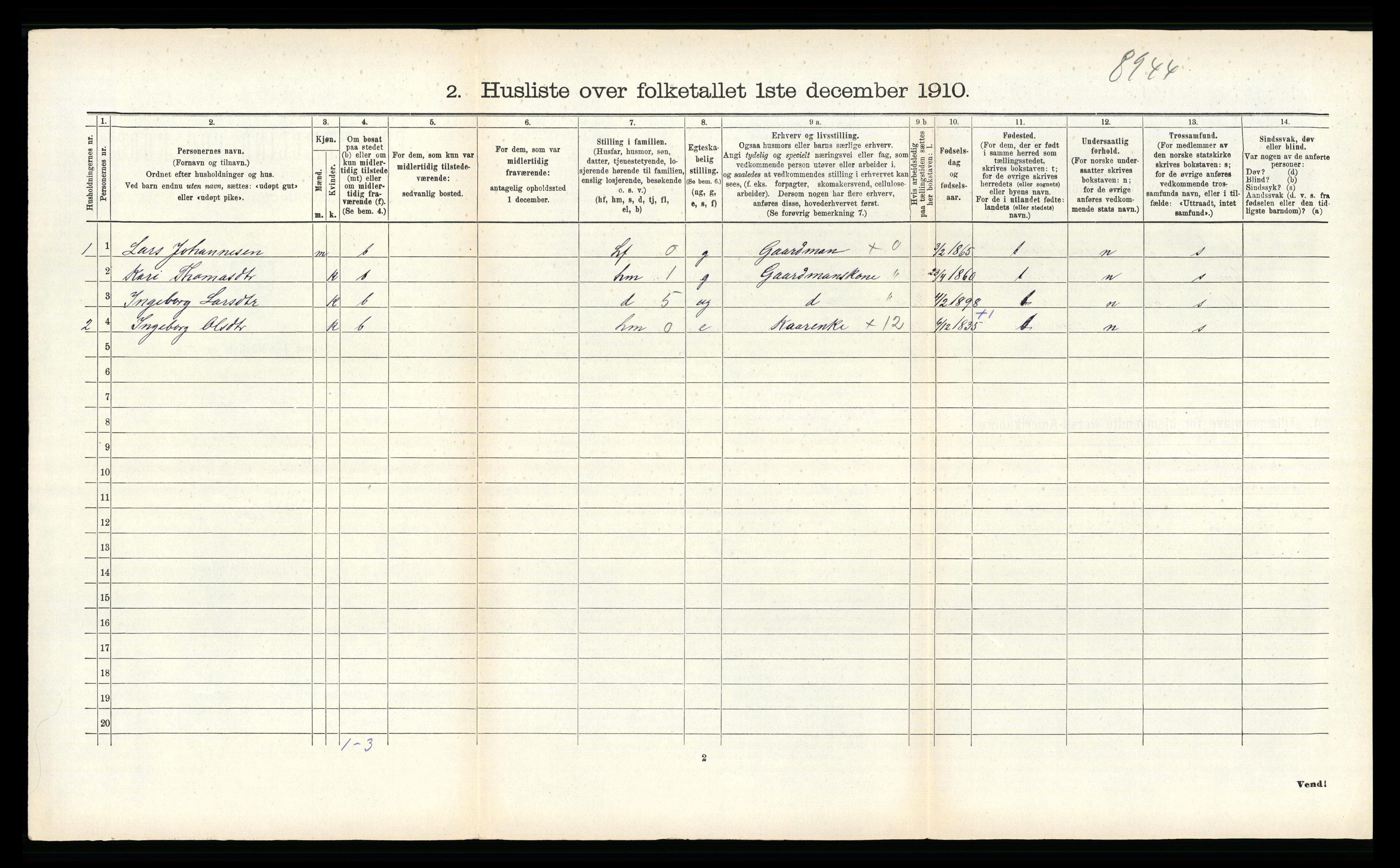 RA, 1910 census for Leikanger, 1910, p. 401