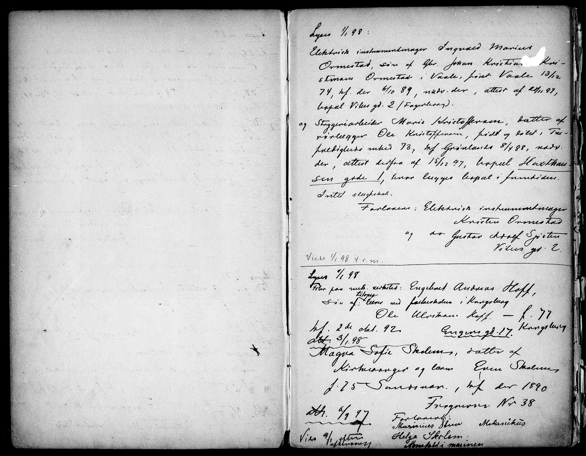 Frogner prestekontor Kirkebøker, AV/SAO-A-10886/H/Ha/L0001: Banns register no. 1, 1898-1903