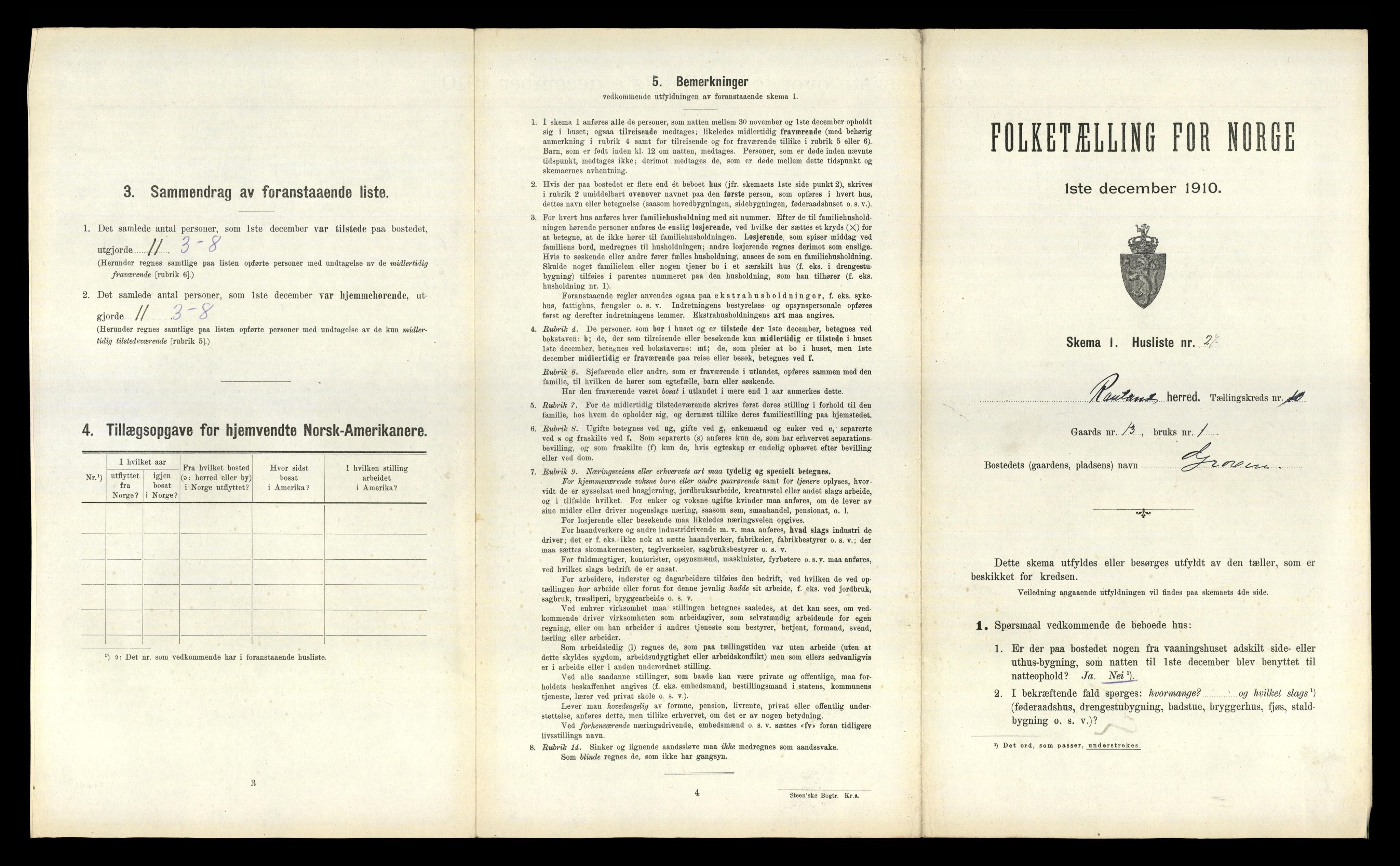 RA, 1910 census for Rauland, 1910, p. 339