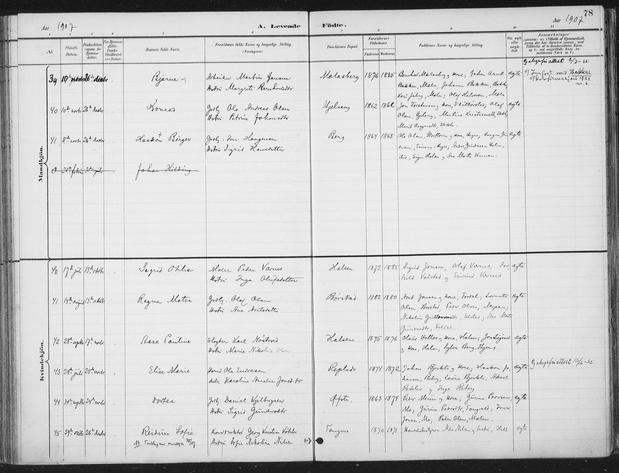 Ministerialprotokoller, klokkerbøker og fødselsregistre - Nord-Trøndelag, AV/SAT-A-1458/709/L0082: Parish register (official) no. 709A22, 1896-1916, p. 78