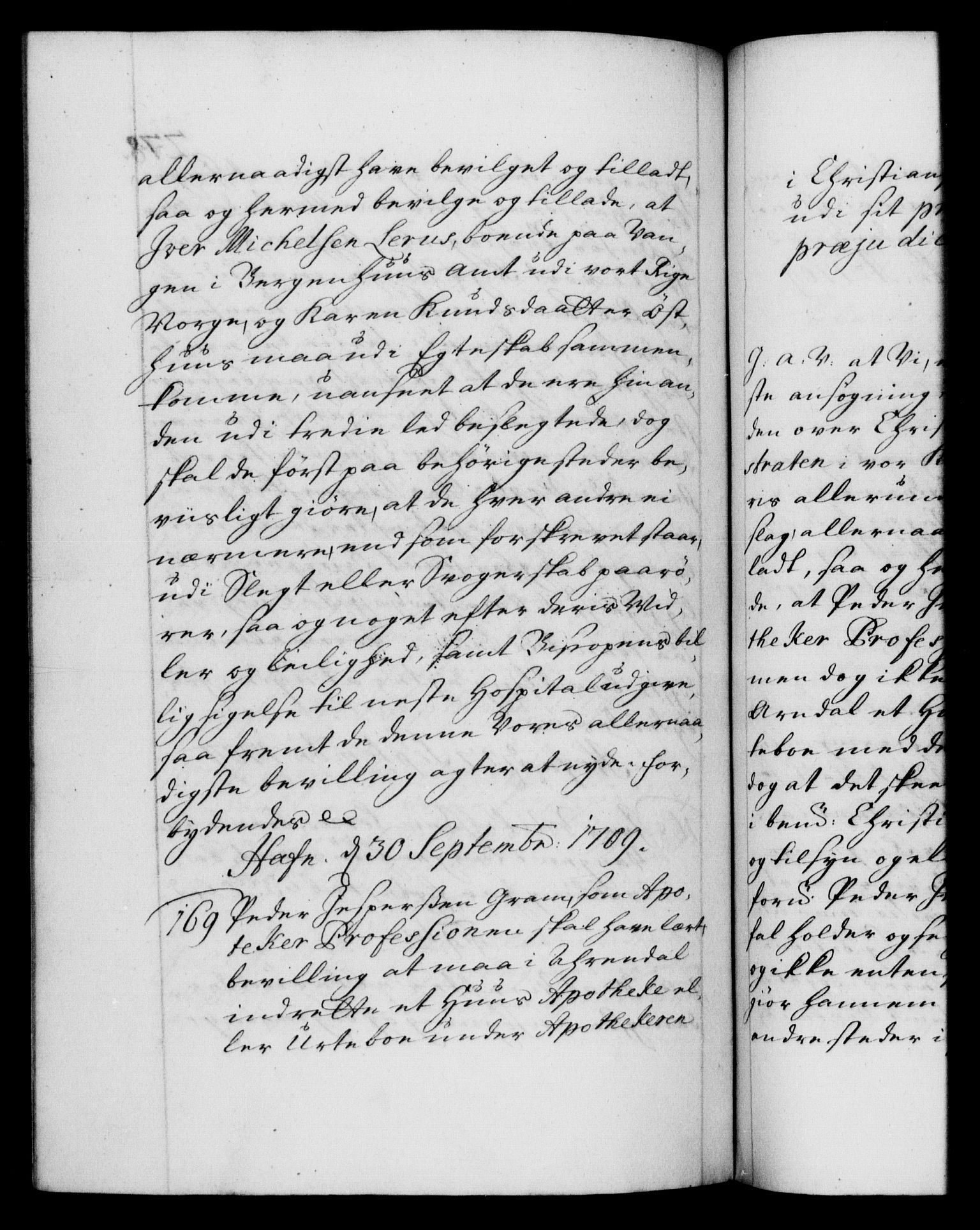 Danske Kanselli 1572-1799, AV/RA-EA-3023/F/Fc/Fca/Fcaa/L0020: Norske registre, 1708-1711, p. 278b