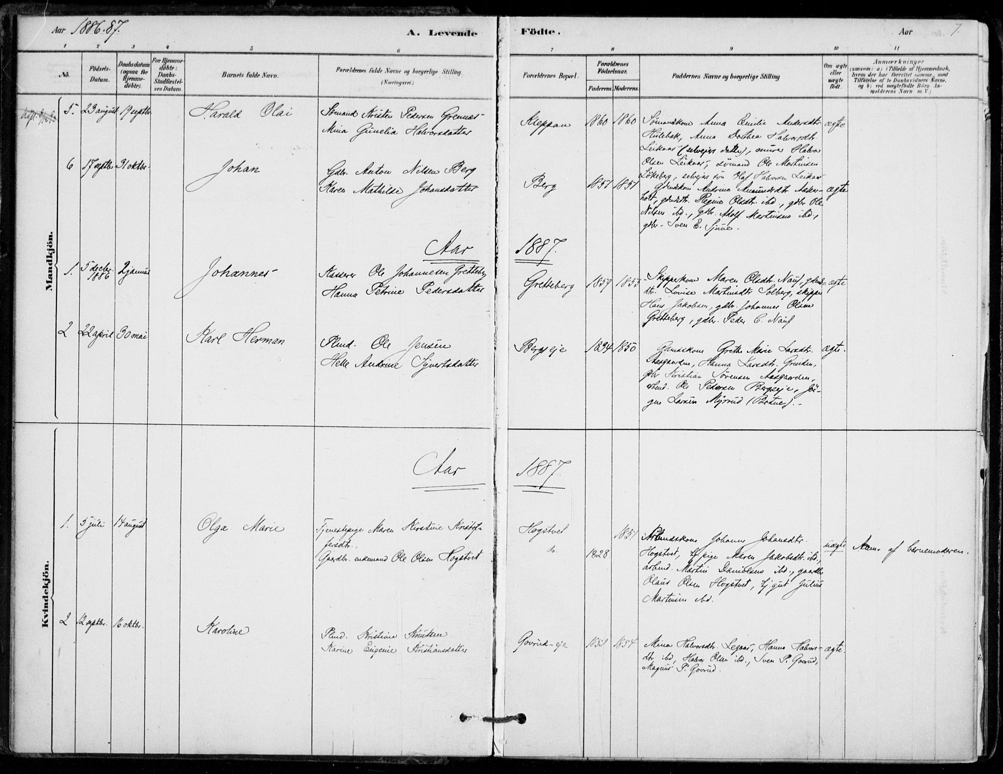 Hof kirkebøker, AV/SAKO-A-64/F/Fb/L0001: Parish register (official) no. II 1, 1878-1907, p. 7