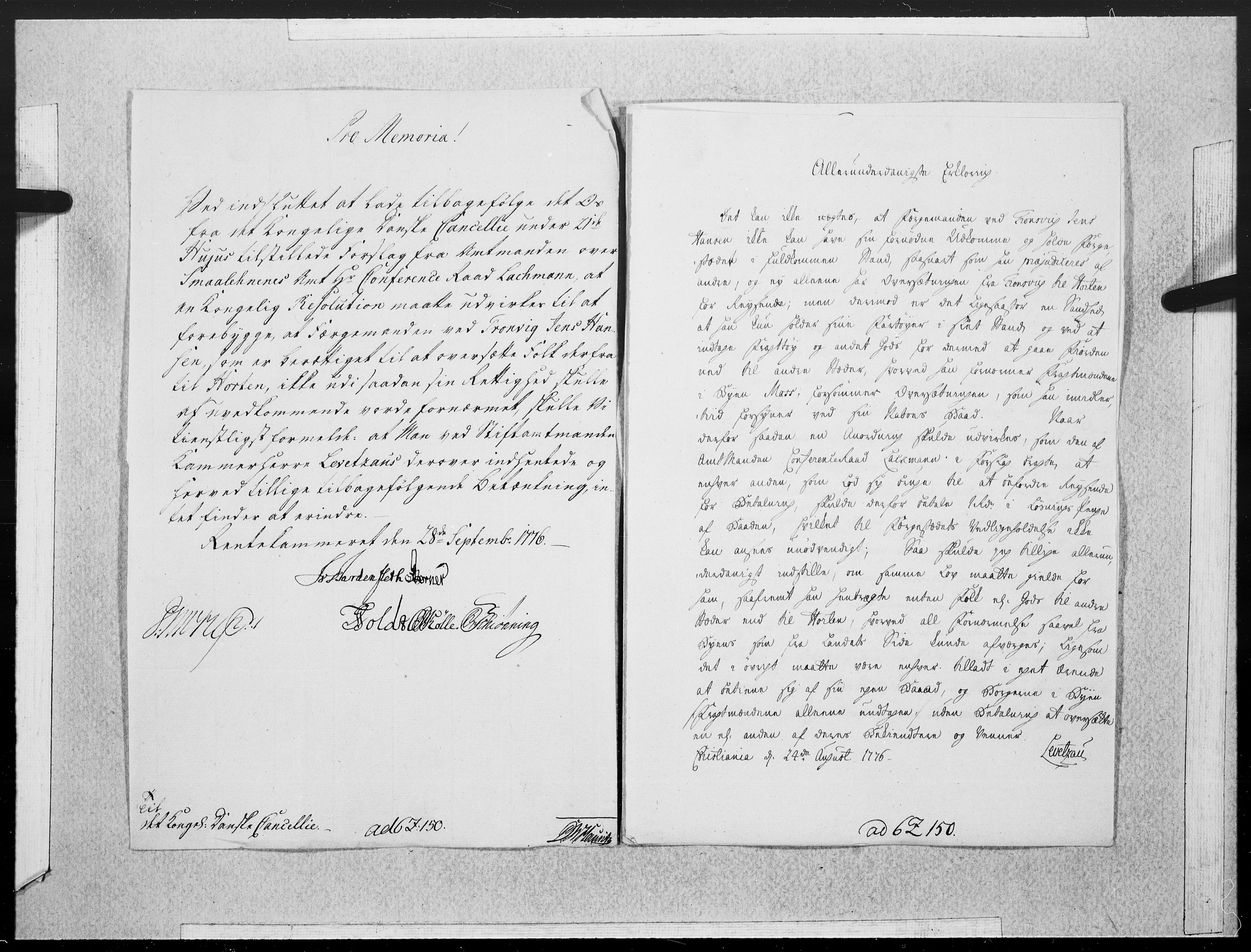 Danske Kanselli 1572-1799, AV/RA-EA-3023/F/Fc/Fcc/Fcca/L0222: Norske innlegg 1572-1799, 1776, p. 89