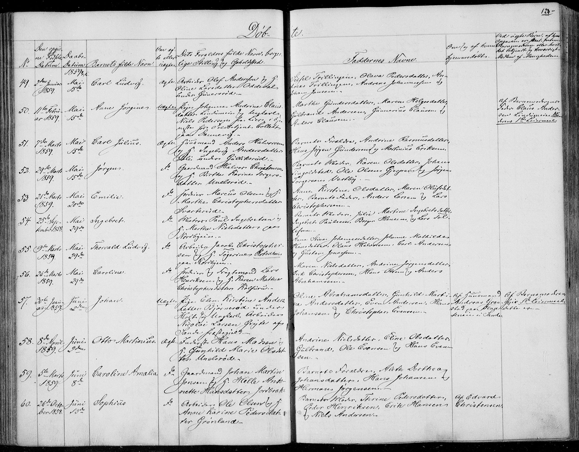 Skoger kirkebøker, AV/SAKO-A-59/F/Fa/L0003: Parish register (official) no. I 3, 1842-1861, p. 123