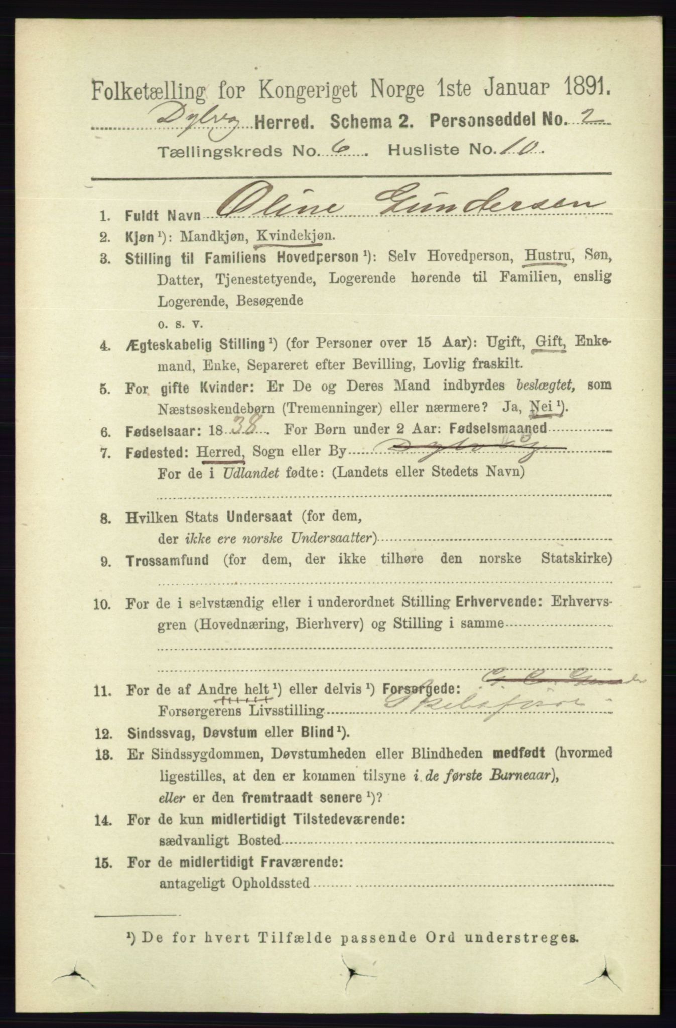 RA, 1891 census for 0915 Dypvåg, 1891, p. 1833