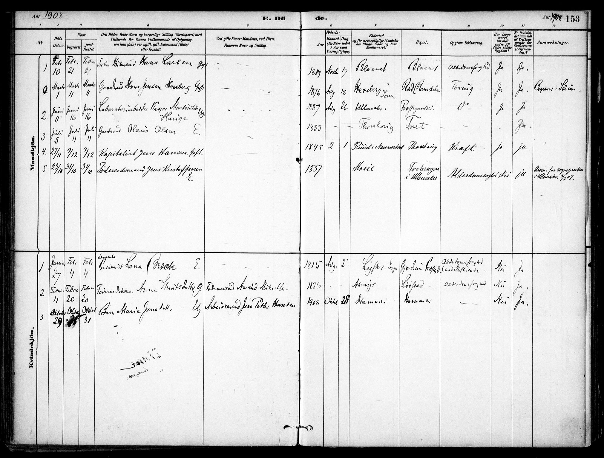 Gjerdrum prestekontor Kirkebøker, SAO/A-10412b/F/Fa/L0009: Parish register (official) no. I 9, 1881-1916, p. 153