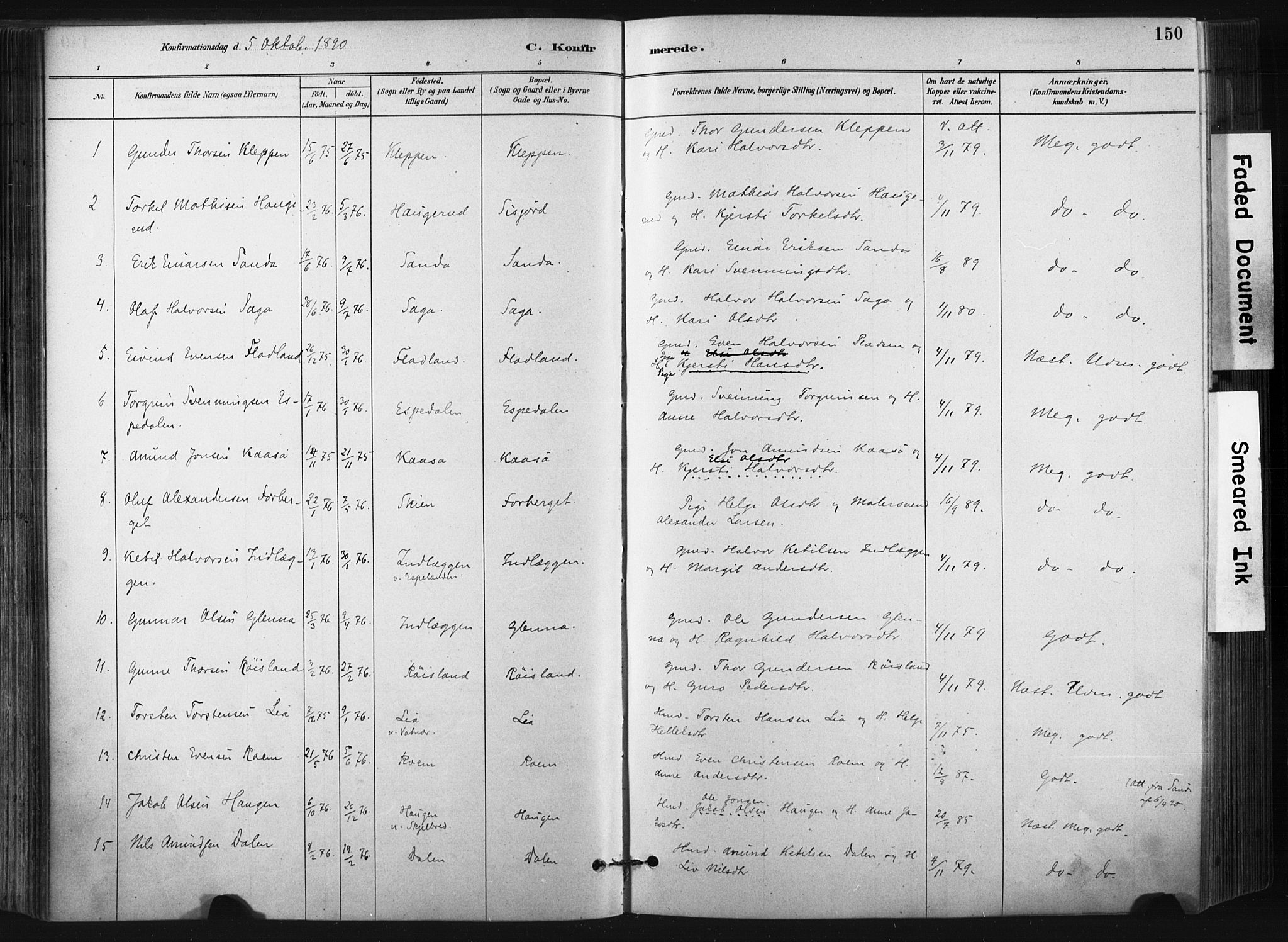Bø kirkebøker, SAKO/A-257/F/Fa/L0010: Parish register (official) no. 10, 1880-1892, p. 150