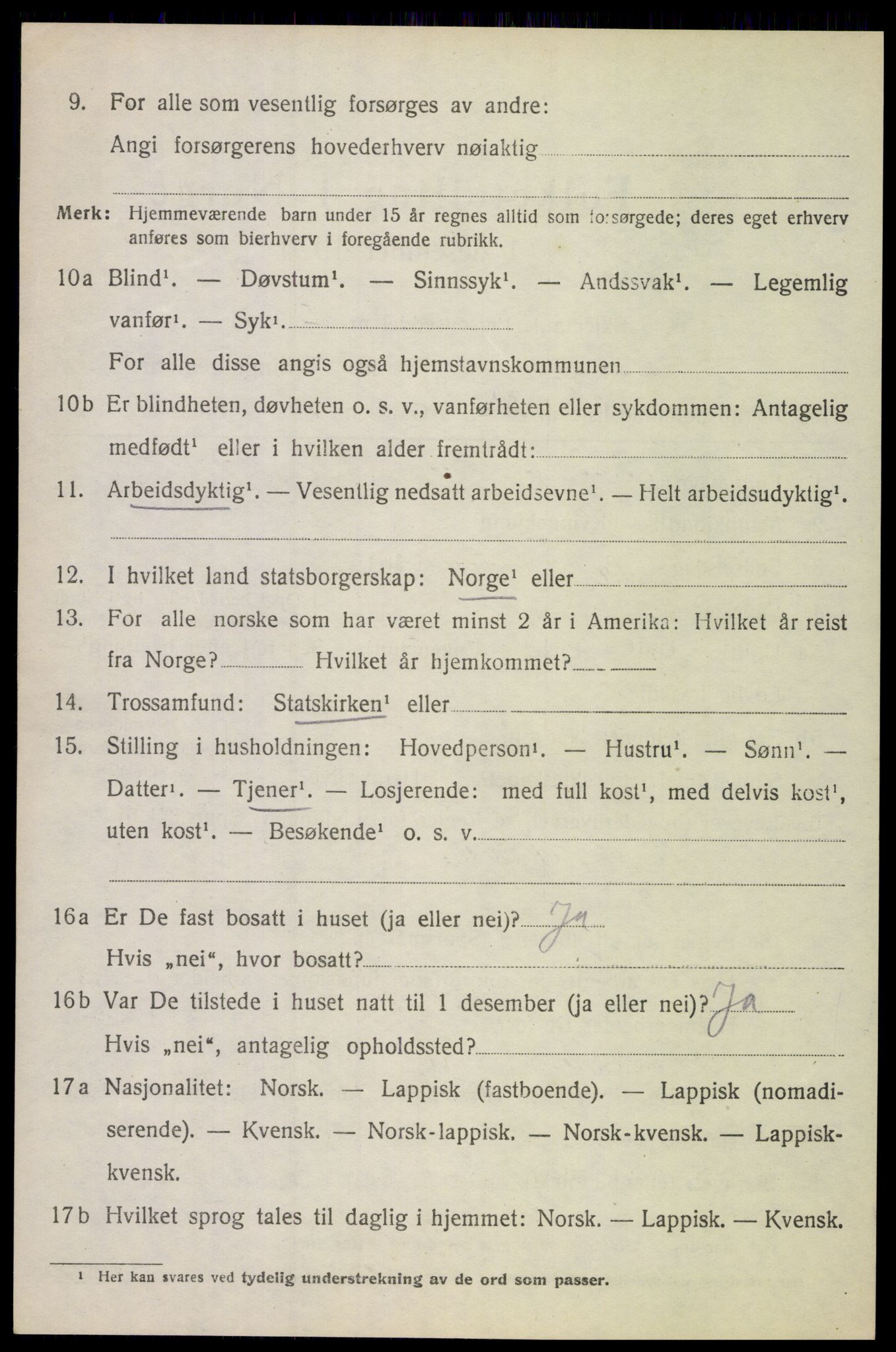 SAT, 1920 census for Evenes, 1920, p. 9169