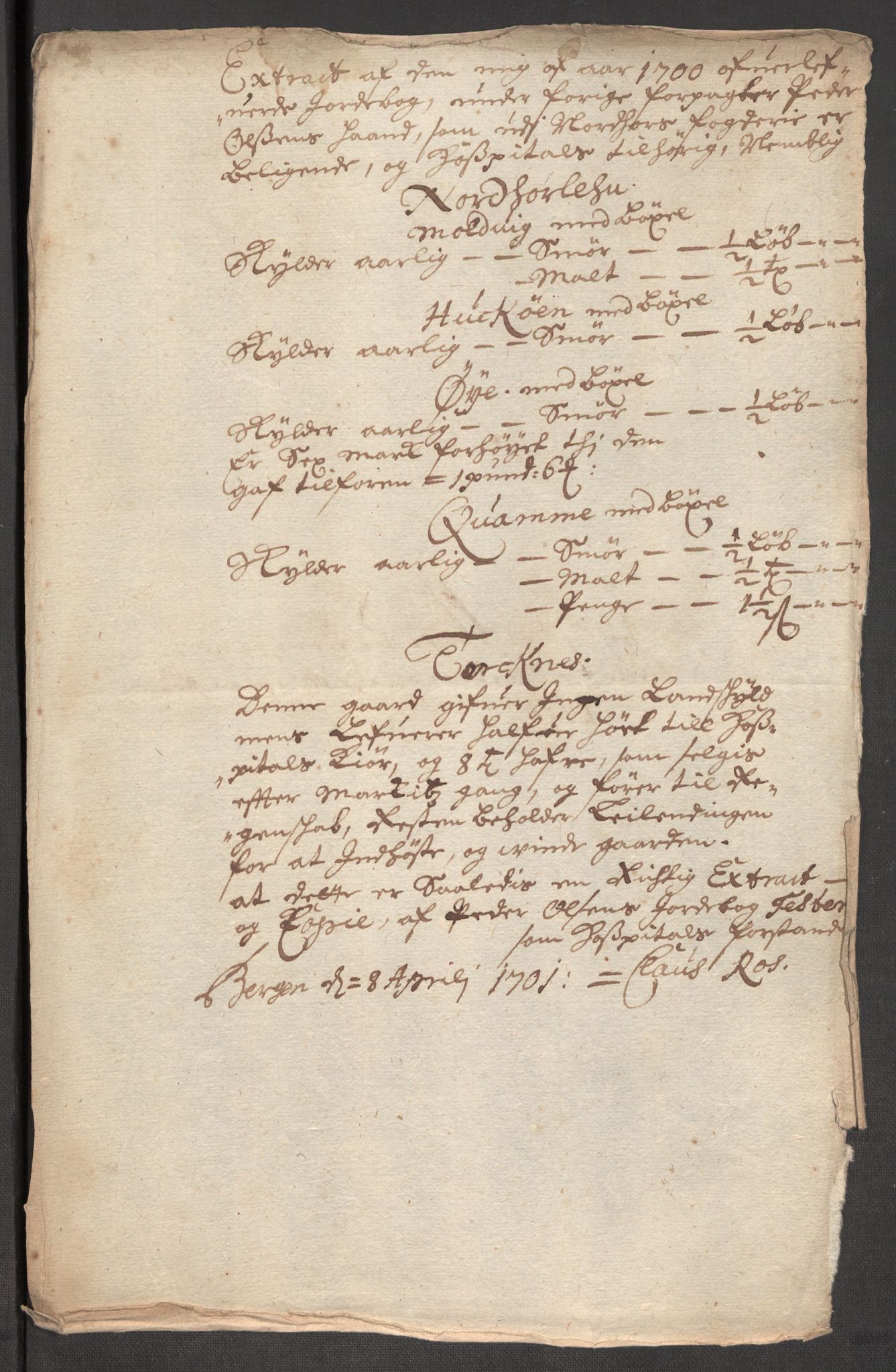 Rentekammeret inntil 1814, Reviderte regnskaper, Fogderegnskap, AV/RA-EA-4092/R51/L3185: Fogderegnskap Nordhordland og Voss, 1700-1701, p. 160