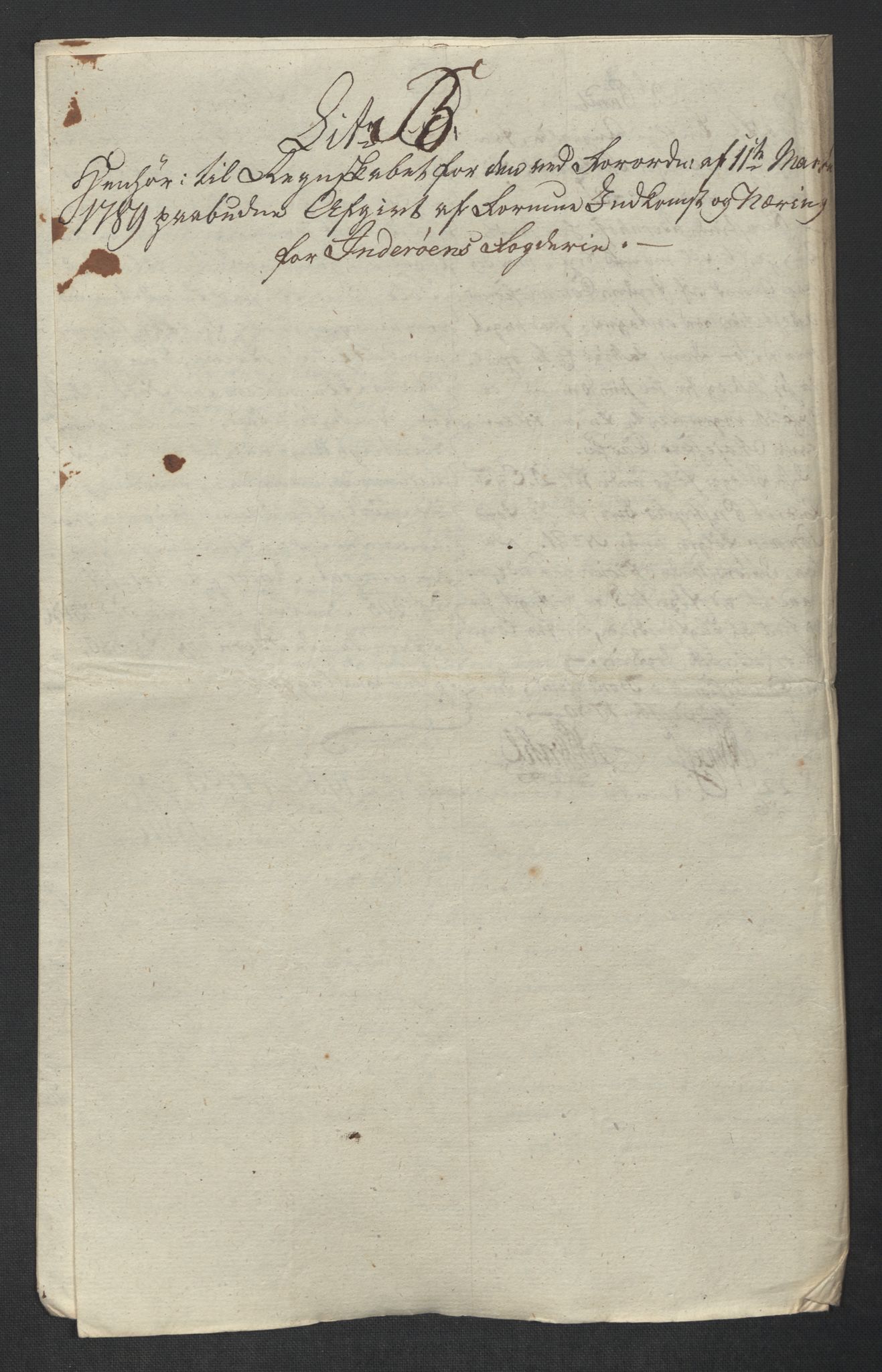 Rentekammeret inntil 1814, Reviderte regnskaper, Mindre regnskaper, AV/RA-EA-4068/Rf/Rfe/L0017: Inderøy fogderi, Jarlsberg grevskap, 1789, p. 16