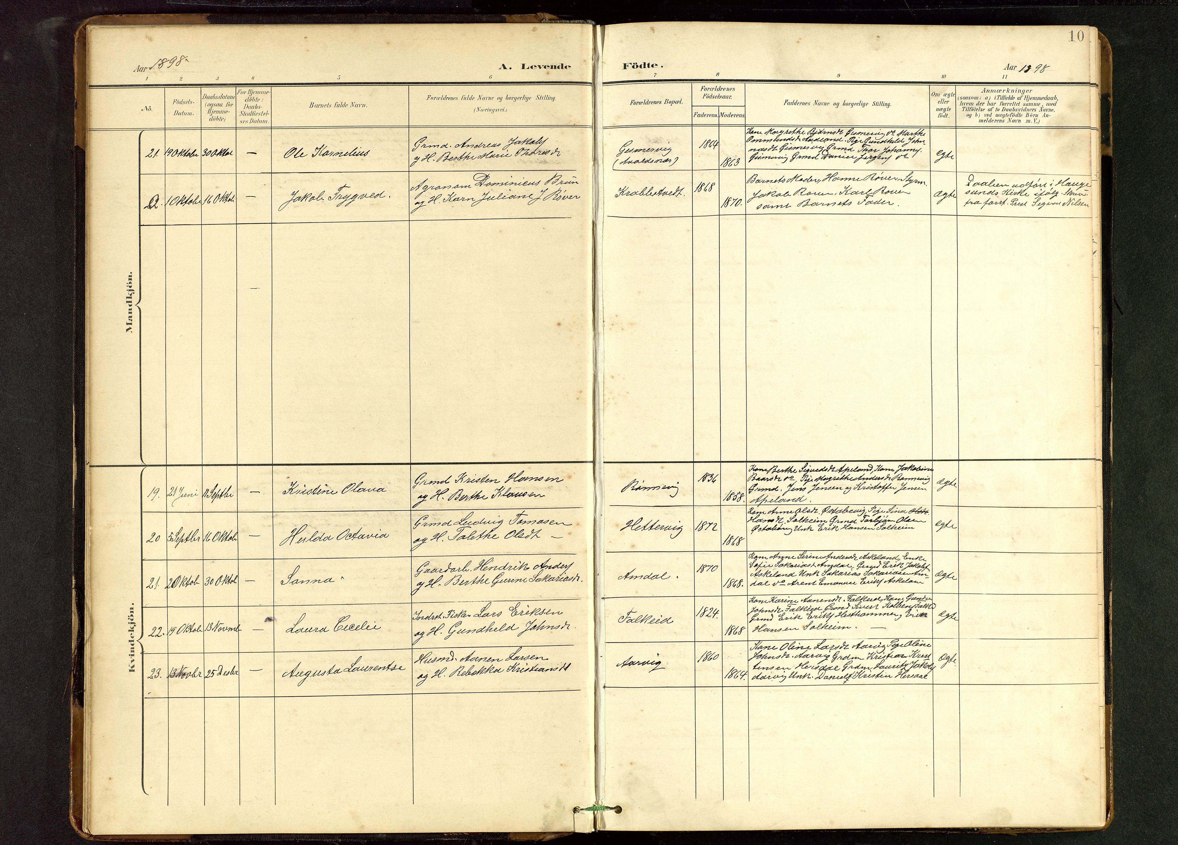 Tysvær sokneprestkontor, AV/SAST-A -101864/H/Ha/Hab/L0010: Parish register (copy) no. B 10, 1897-1912, p. 10