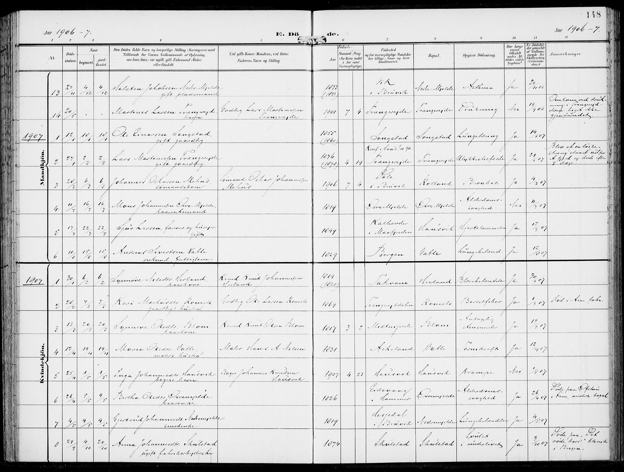 Haus sokneprestembete, SAB/A-75601/H/Haa: Parish register (official) no. B  2, 1899-1912, p. 148
