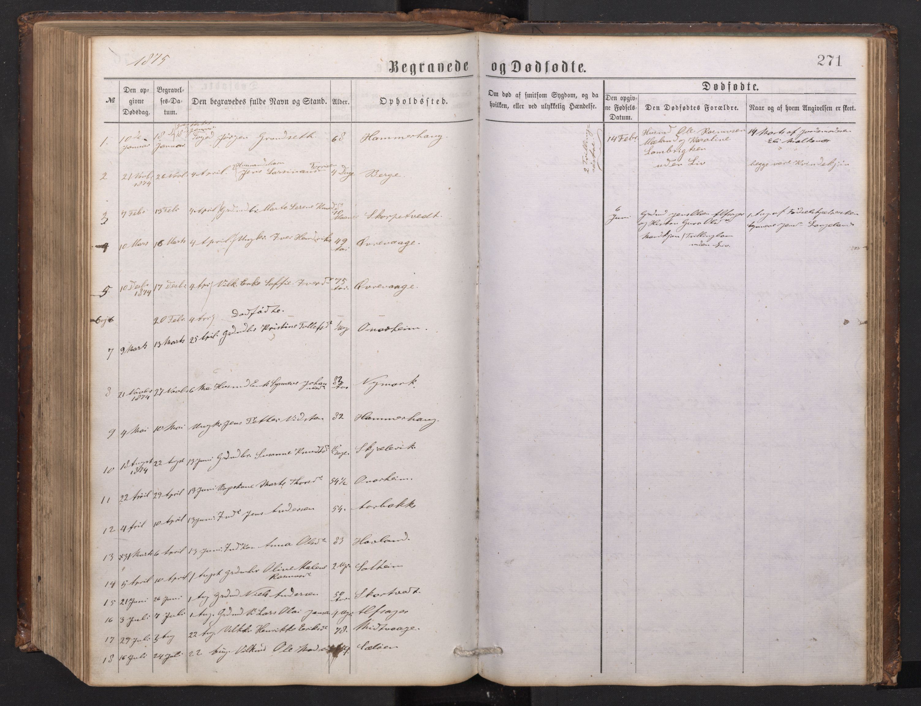 Tysnes sokneprestembete, SAB/A-78601/H/Hab: Parish register (copy) no. C 1, 1873-1895, p. 270b-271a