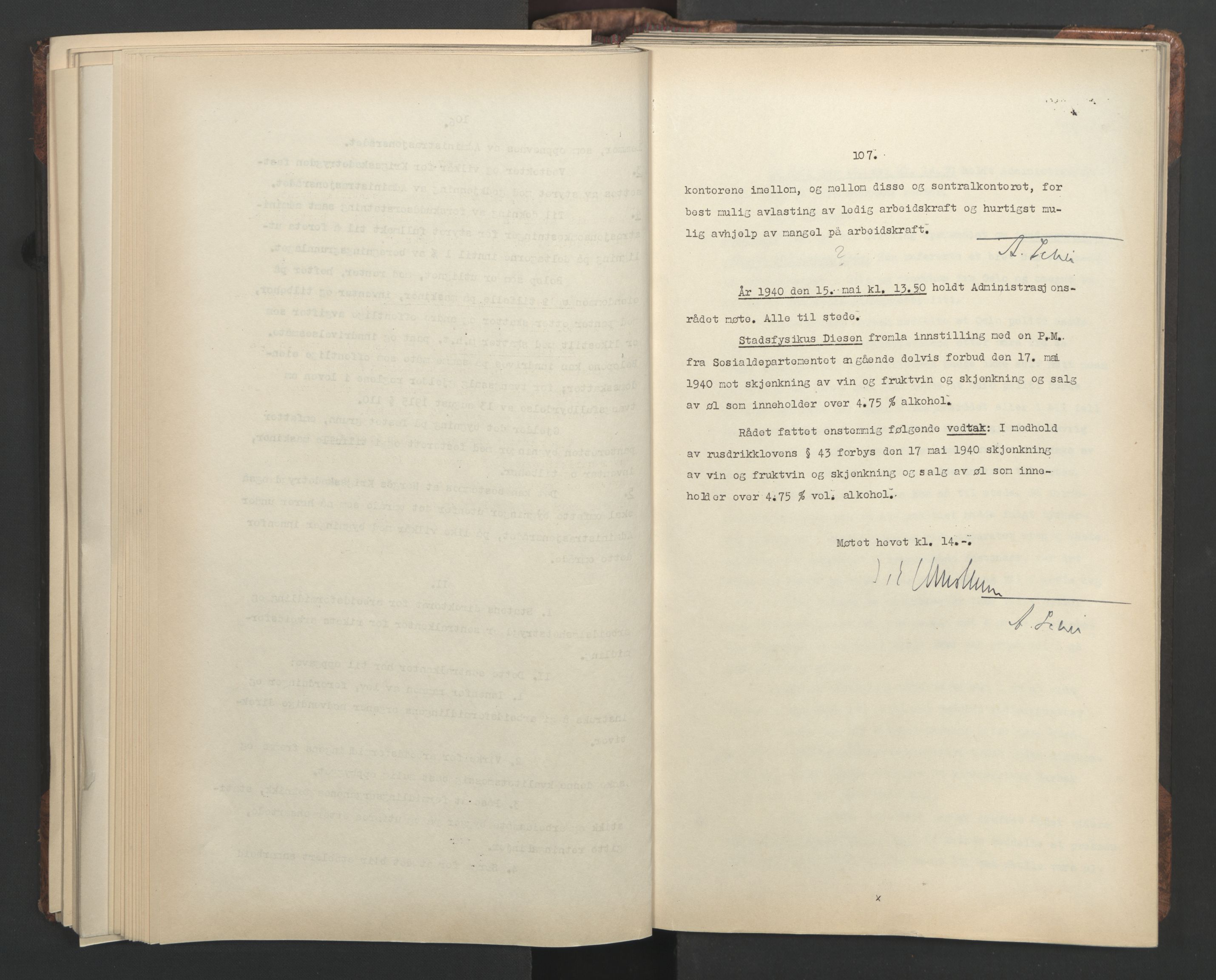 Administrasjonsrådet, AV/RA-S-1004/A/L0001: Møteprotokoll med tillegg 15/4-25/9, 1940, p. 107
