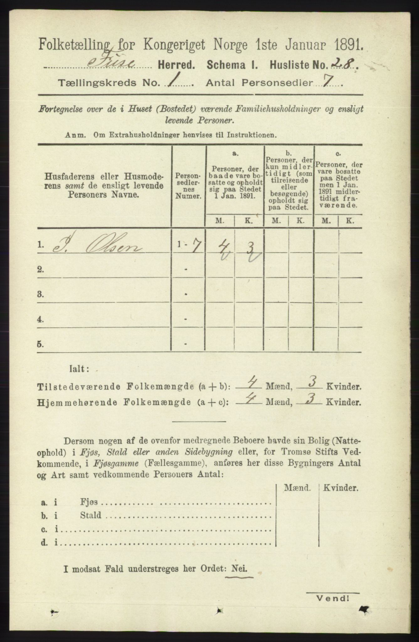 RA, 1891 census for 1241 Fusa, 1891, p. 69