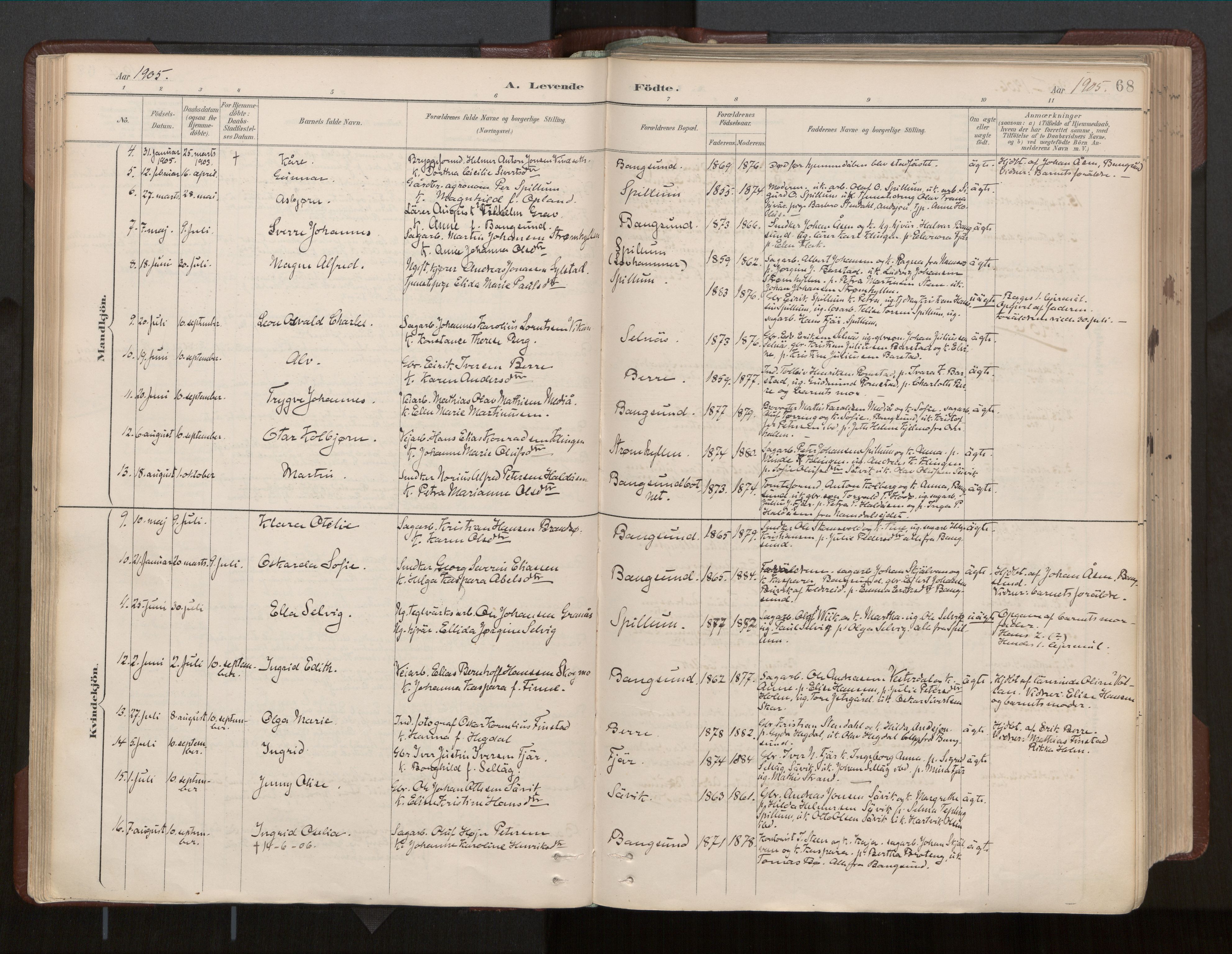 Ministerialprotokoller, klokkerbøker og fødselsregistre - Nord-Trøndelag, SAT/A-1458/770/L0589: Parish register (official) no. 770A03, 1887-1929, p. 68