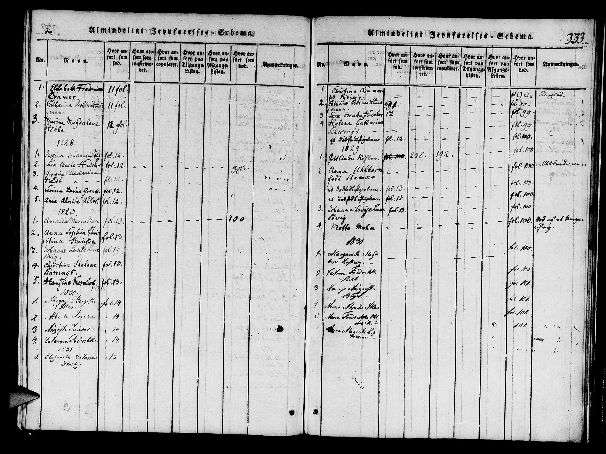 Mariakirken Sokneprestembete, SAB/A-76901/H/Haa/L0005: Parish register (official) no. A 5, 1815-1845, p. 333