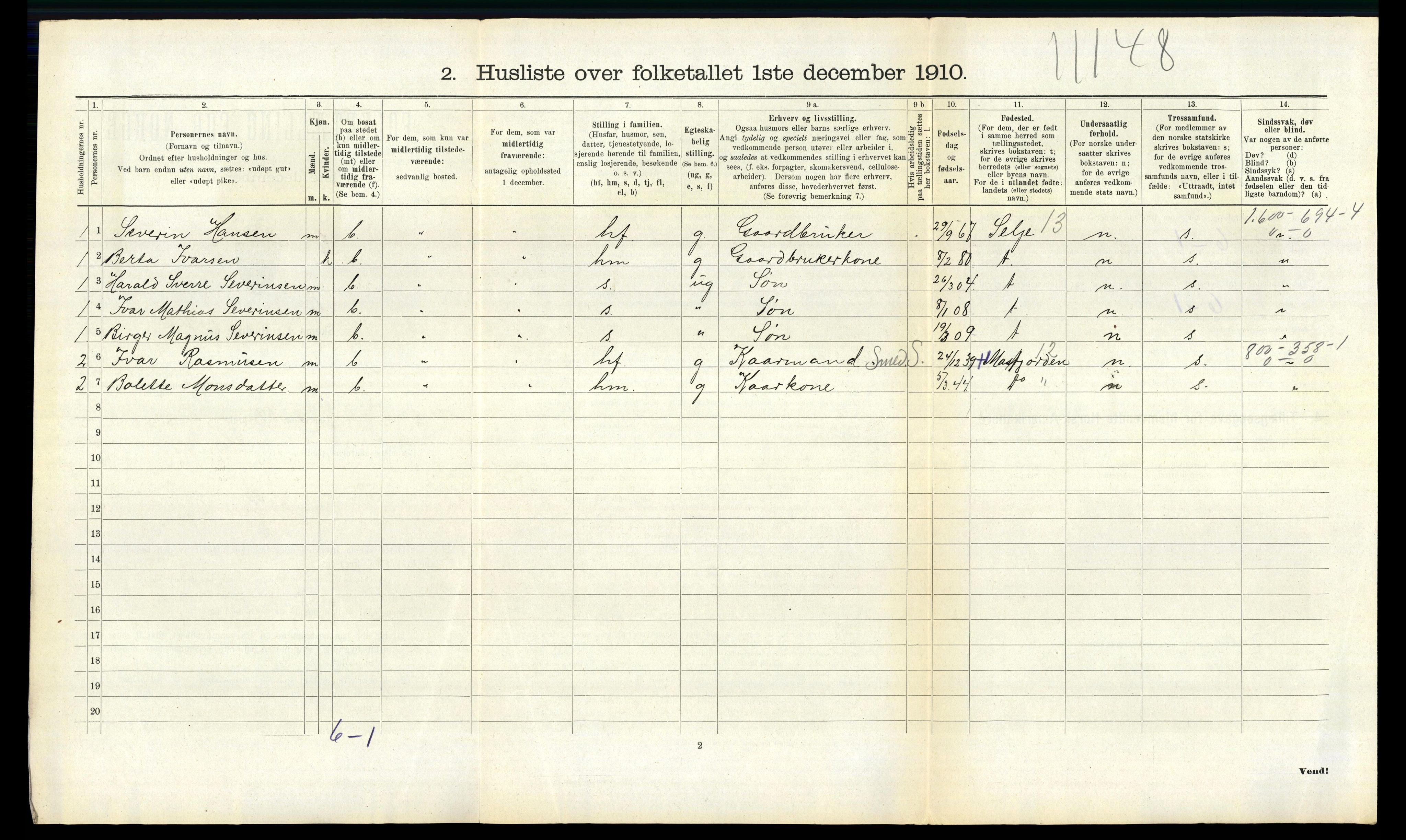 RA, 1910 census for Evanger, 1910, p. 538