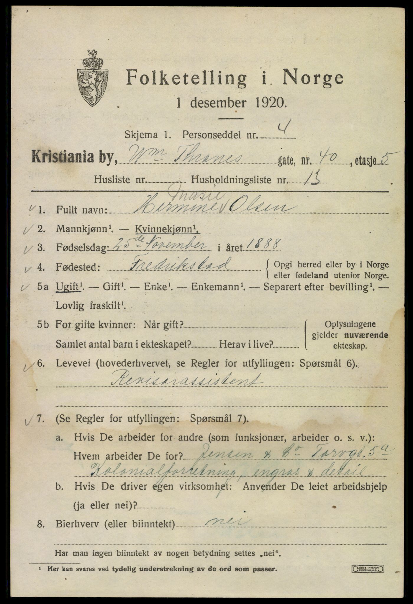 SAO, 1920 census for Kristiania, 1920, p. 647555