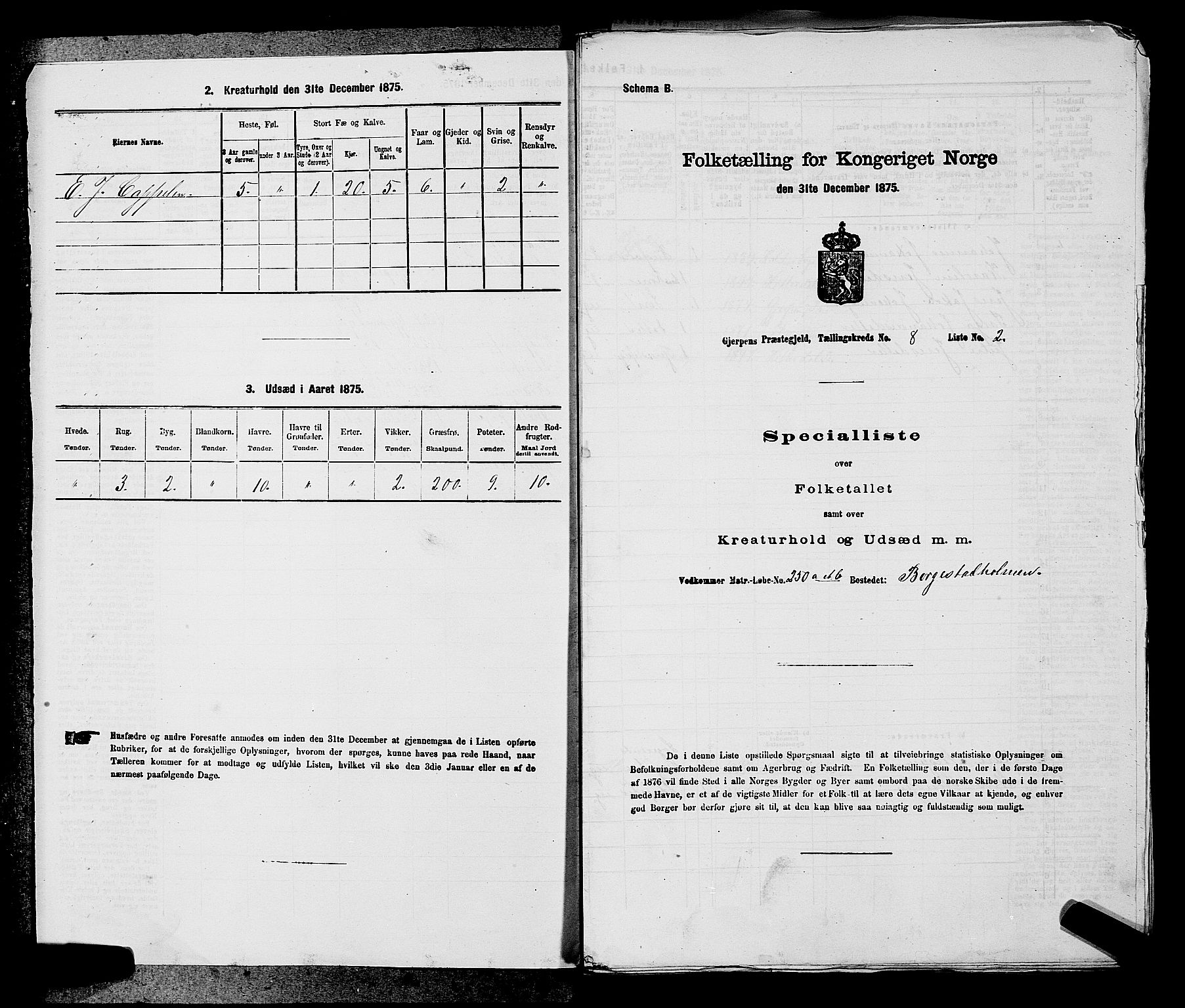 SAKO, 1875 census for 0812P Gjerpen, 1875, p. 1048